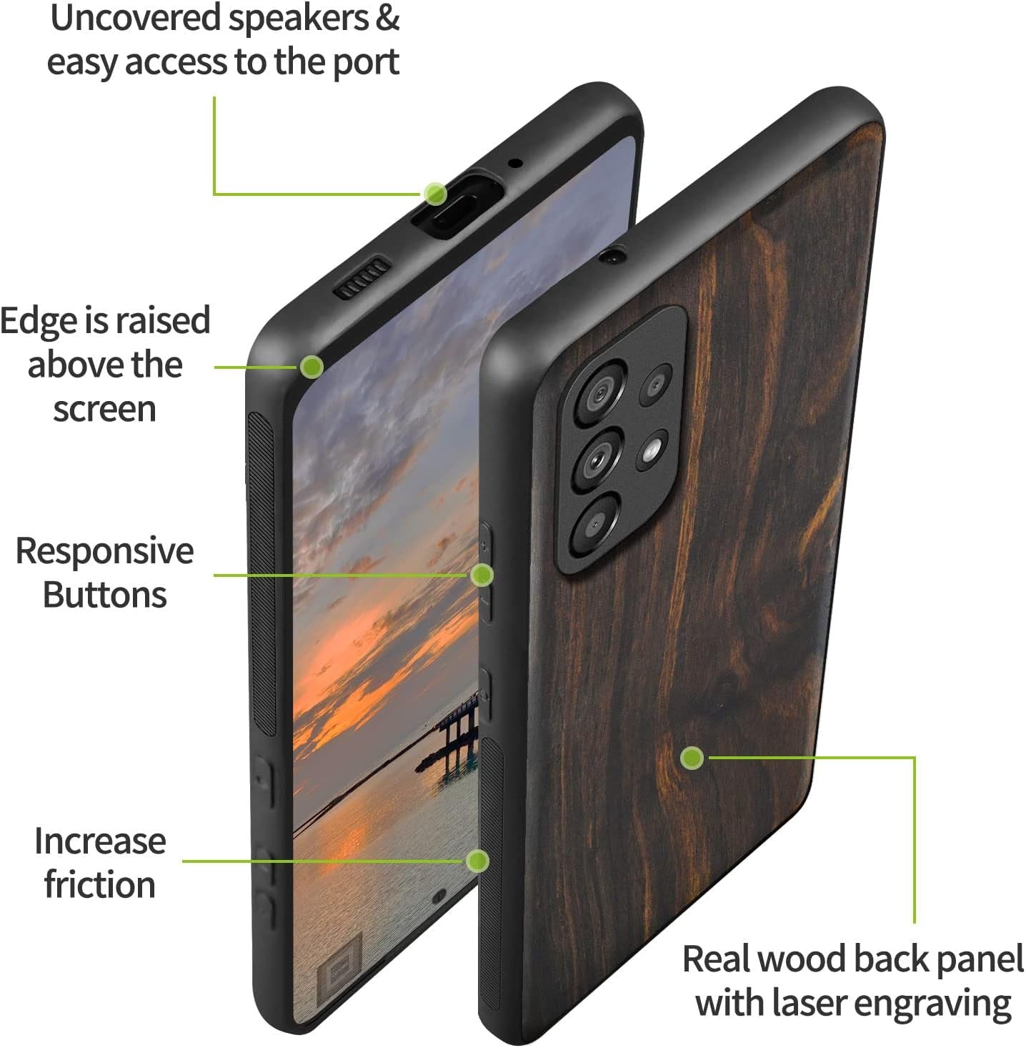Carveit Wood Case for Samsung Galaxy A53 5G Case [Natural Wood & Black Soft TPU] Shockproof Protective Cover Unique & Classy Wooden Case Compatible with Galaxy A53 5G Case (Natural Wood-Blackwood)  Carveit   