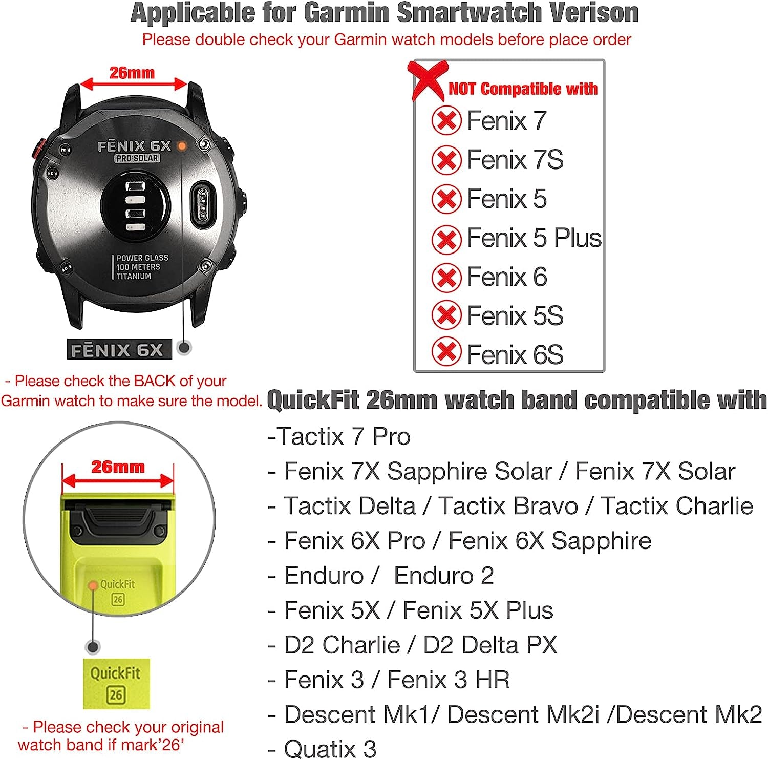 Abanen Elastic Fabric Watch Bands for Fenix 7X / Fenix 6X / Fenix 5X, 26Mm Quick Dry Fit Soft Stretchy Nylon Wristband Strap for Garmin Fenix 6X Pro,Fenix 5X Plus,Enduro,Tactix Delta  Abanen   