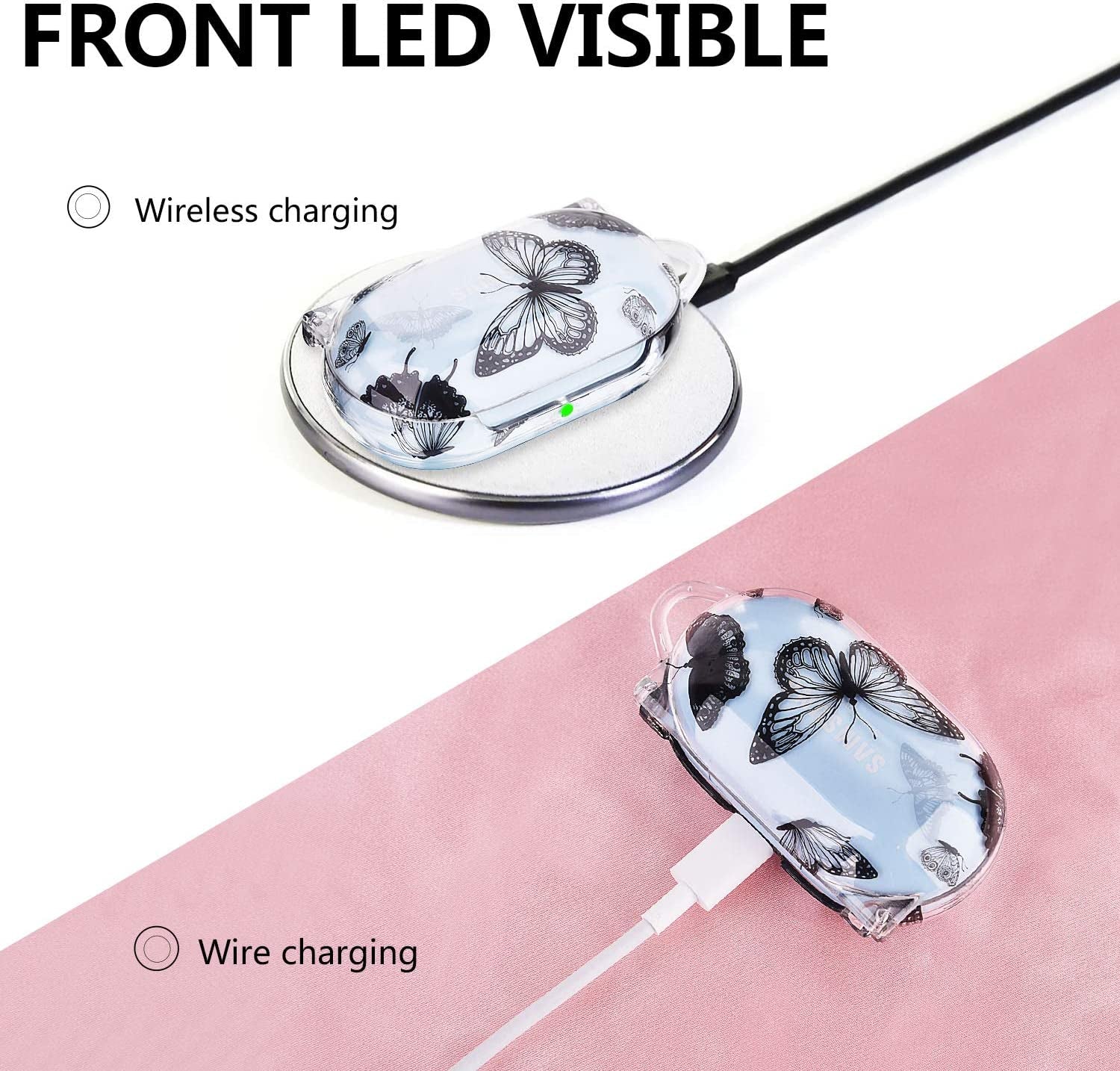 V-MORO for Samsung Galaxy Buds plus Case,Cute Clear TPU Case Cover Compatible with Galaxy Buds+ plus Full Protective Case for Samsung Galaxy Buds+ plus Hard Charging Case Cover Butterfly  V-MORO   