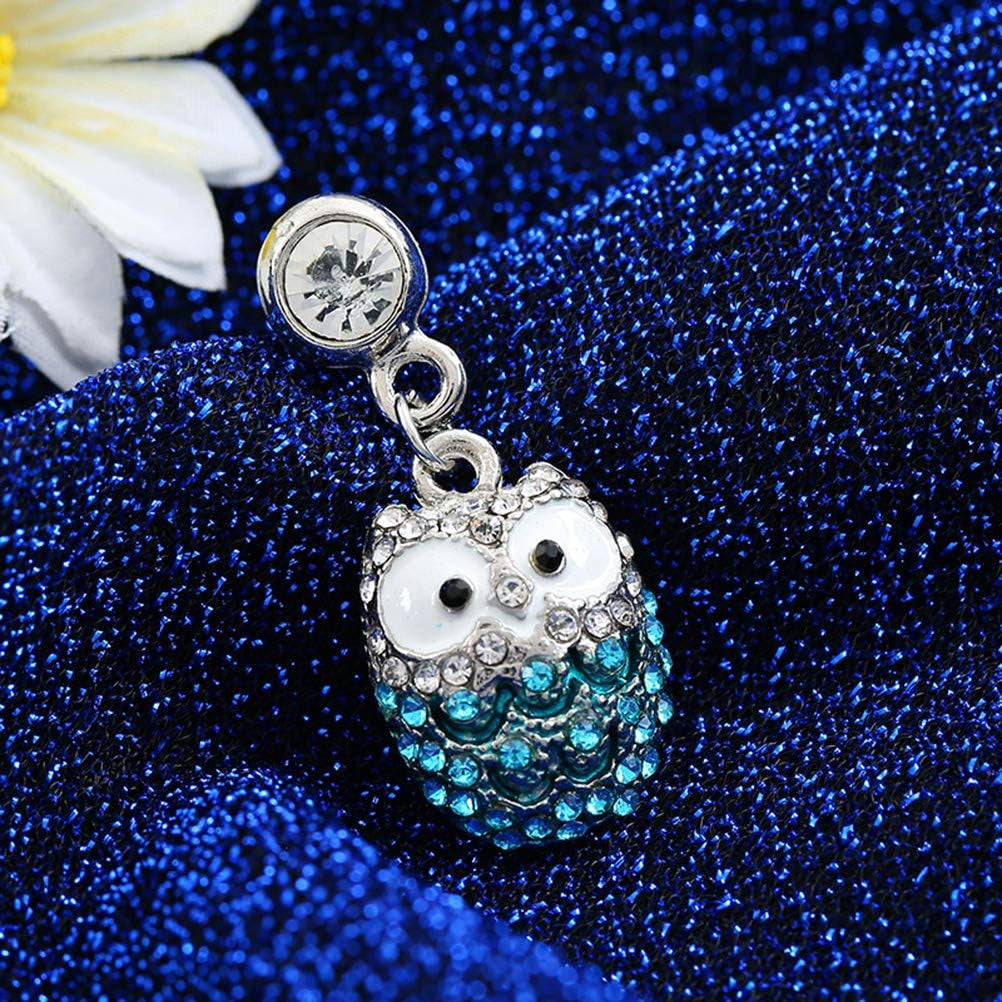 Hemobllo Diamonds Dust Plug Owl Earphone Jack anti Mobile Phone Accessories (Blue)  Hemobllo   