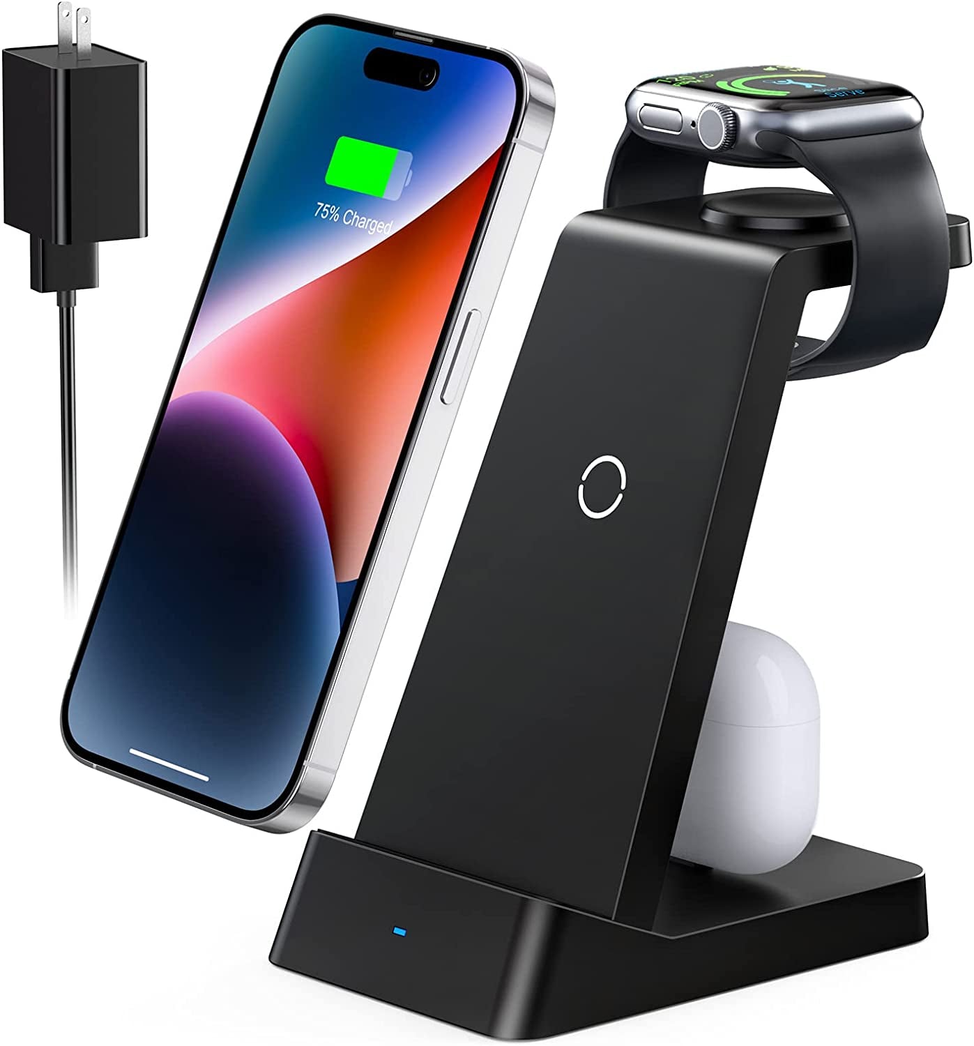 Wireless Charging Station, 18W Fast Wireless Charger for Iphone 14/13/12/11/Pro/Max/Se/Xs/Xr/X/8 Plus/8, 3 in 1 Wireless Charging Dock Stand for Apple Watch Series & Airpods (With Adapter)  Fuvuan   