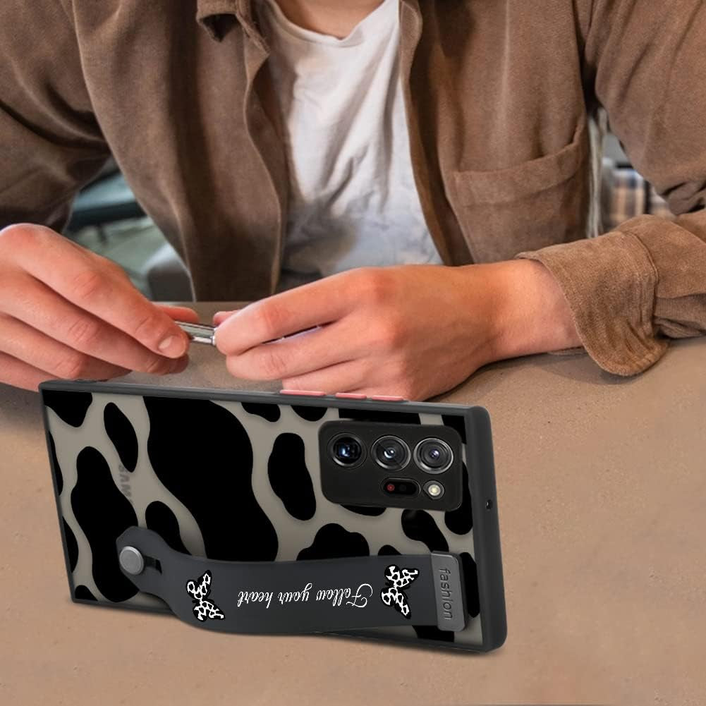 AIGOMARA Compatible Samsung Galaxy Note 20 Ultra Case with Strap Clear Case Cow Print Butterflies Shockproof Protection Soft TPU and Hard PC Back Anti-Scratch Slim Cover for Note 20 Ultra  AIGOMARA   