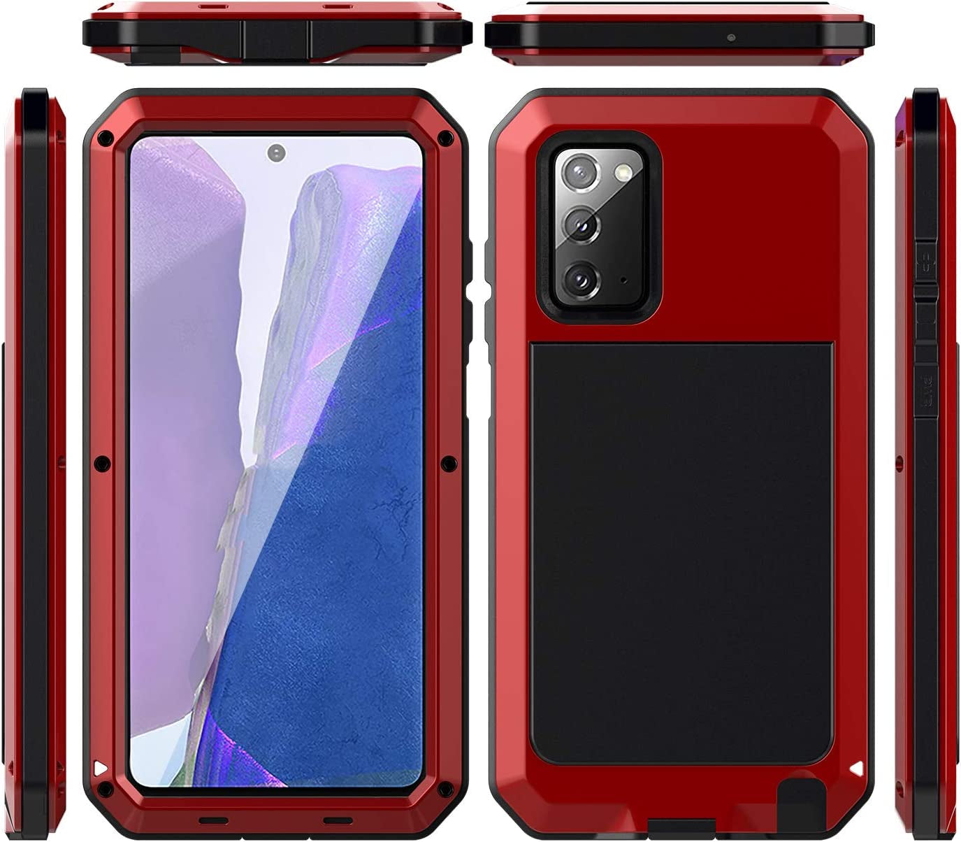 Galaxy Note 20 Case,Built-In Gorilla Glass Luxury Aluminum Alloy Protective Metal Extreme Shockproof Military Bumper Heavy Duty Cover Shell Case for Samsung Galaxy Note 20 6.7" (Red)  Love Mei Nillkin Shellbox   