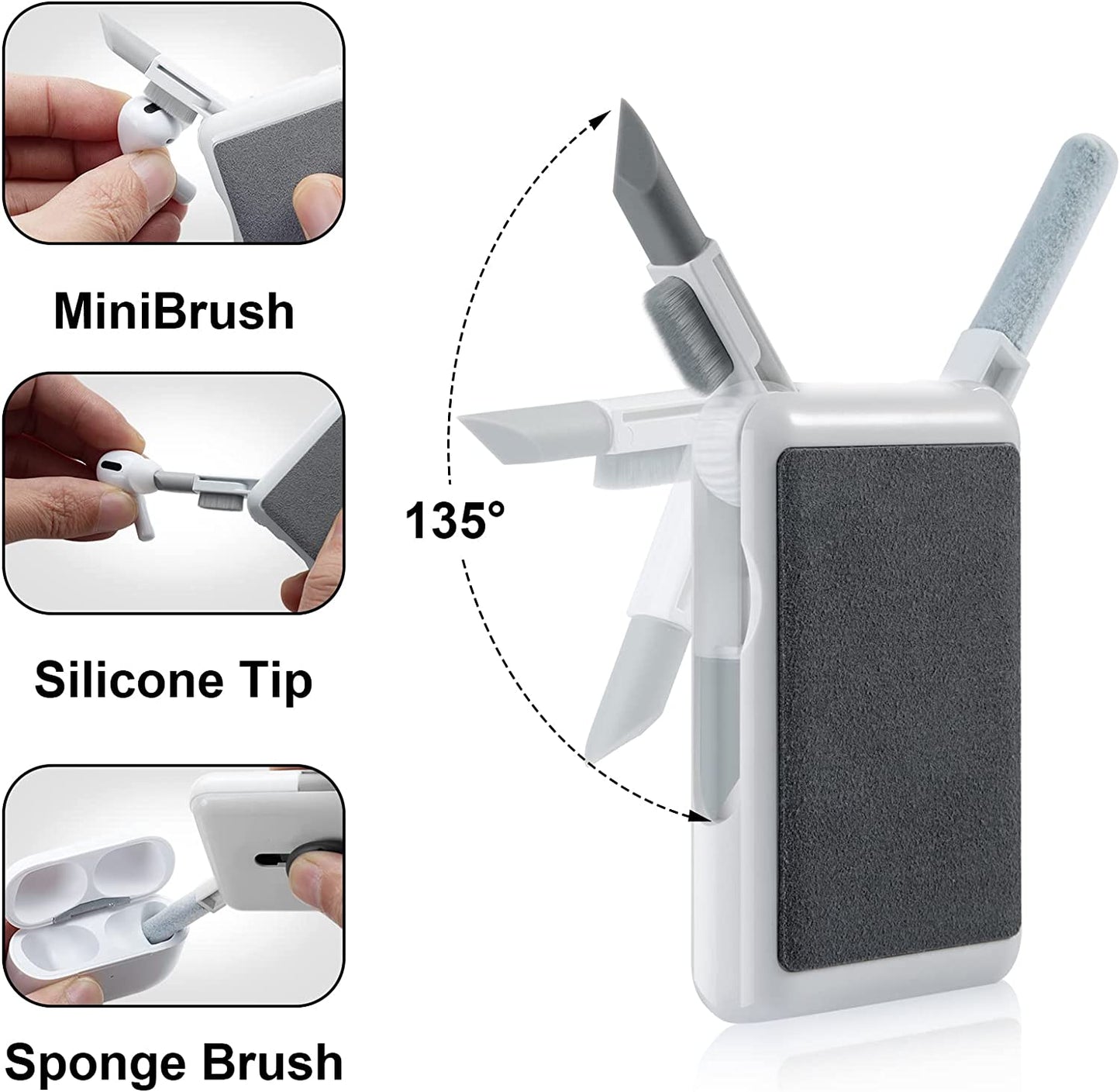 VIVIYA Electronics Cleaning Kit, All in 1 Airpods and Keyboard Cleaner Kit, Multifunctional Device Cleaning Tool for Phone, Earbud, Laptop and Tablet (White)  VIVIYA   