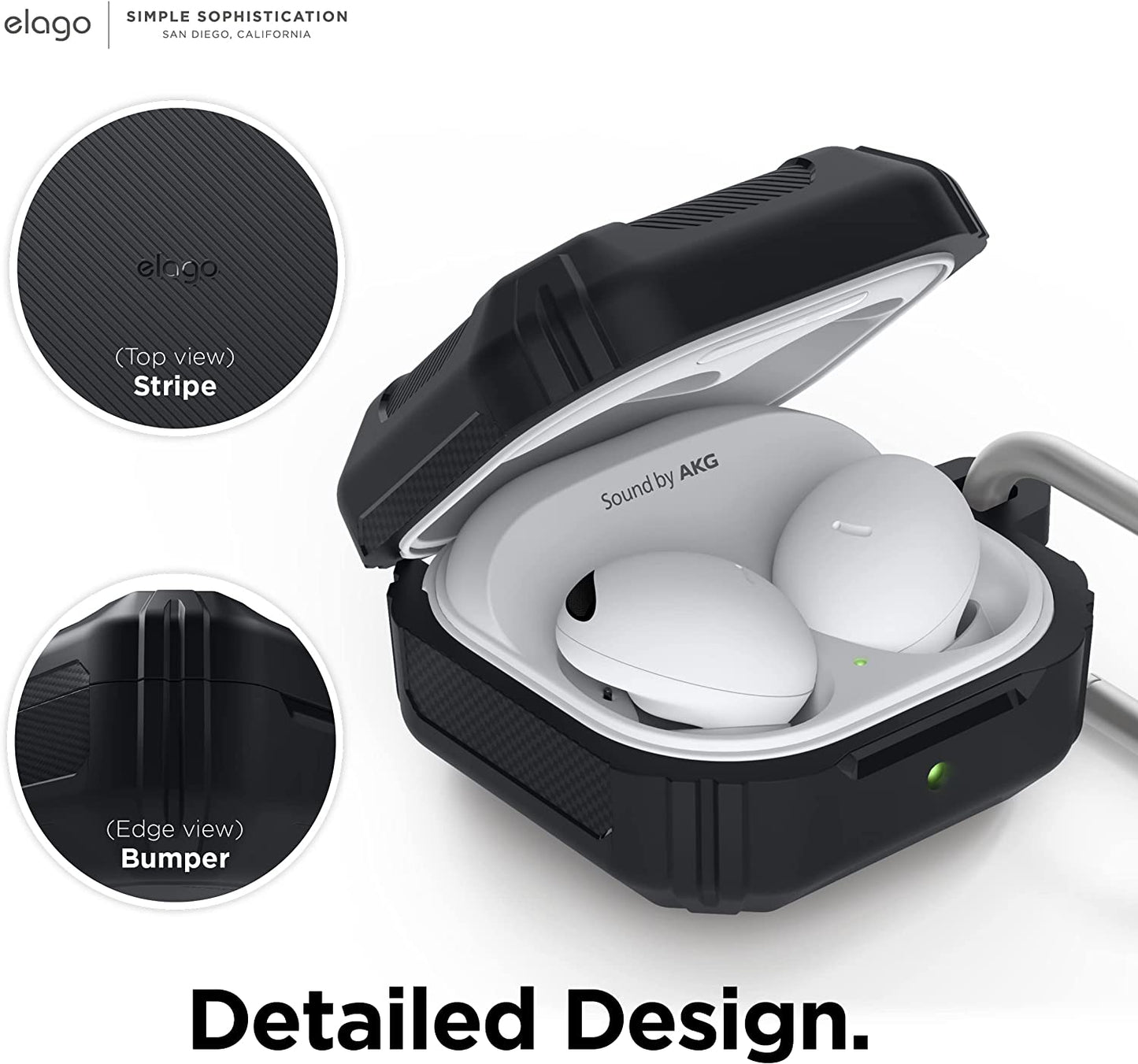 Elago Armor Case Compatible with Samsung Galaxy Buds 2 Pro (2022) / Galaxy Buds 2 (2021) / Galaxy Buds Pro (2021) / Galaxy Buds Live (2020) [US Patent Registered] [Black]  elago   