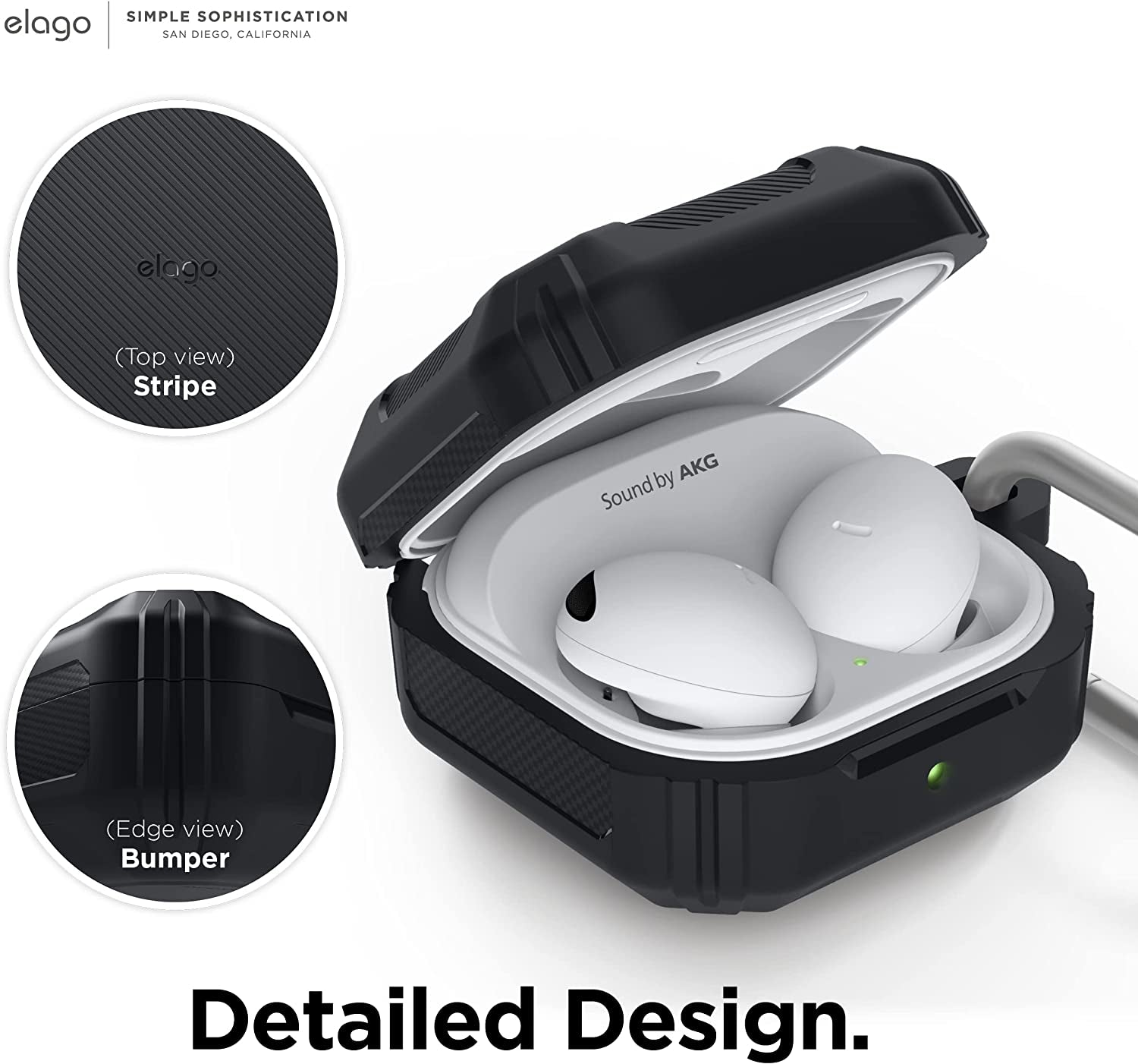 Elago Armor Case Compatible with Samsung Galaxy Buds 2 Pro (2022) / Galaxy Buds 2 (2021) / Galaxy Buds Pro (2021) / Galaxy Buds Live (2020) [US Patent Registered] [Black]  elago   