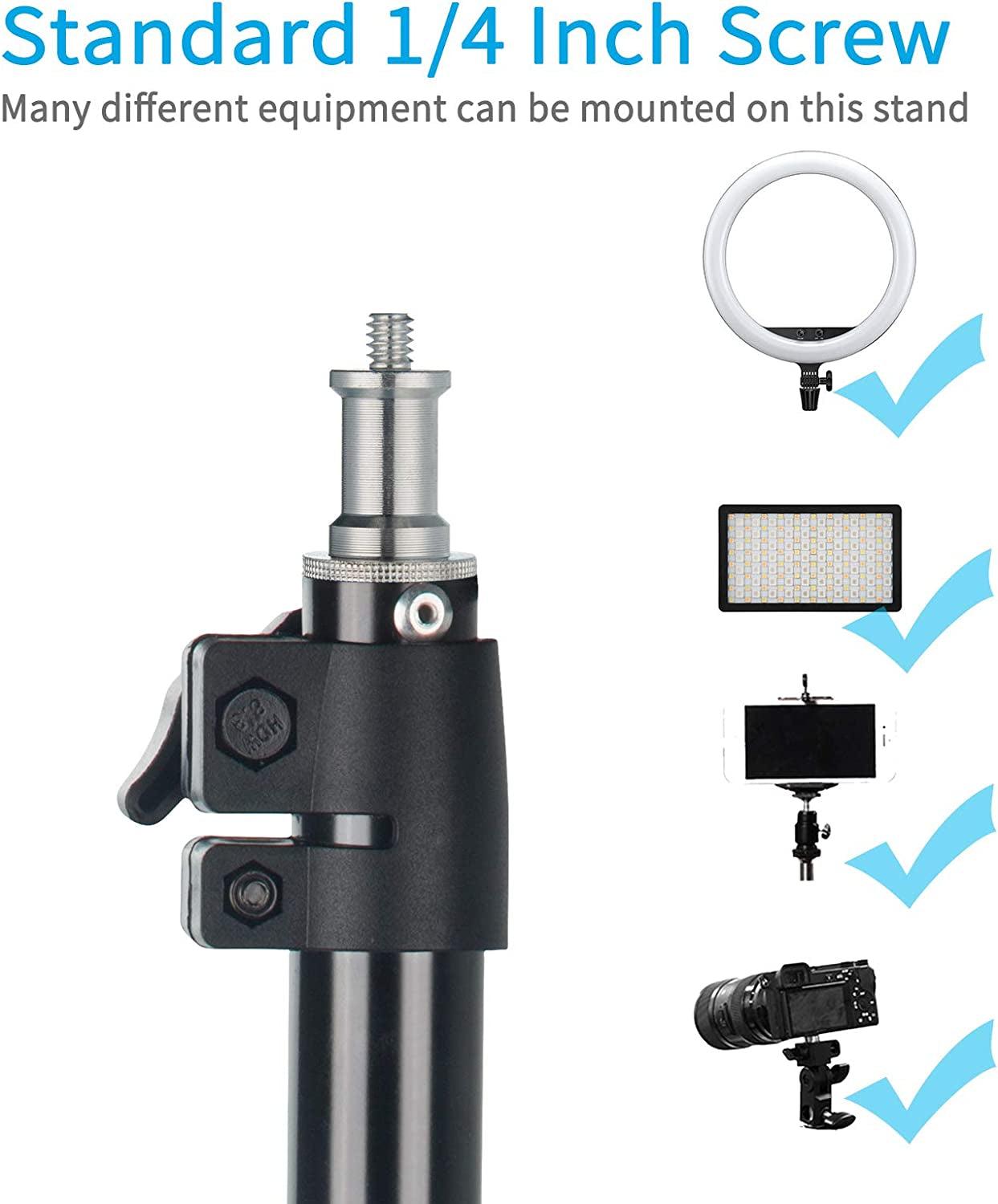 INSSTRO Tabletop Light Stand, 13.3-22.4 Inch Adjustable Desk Mount Stand with 1/4Inch Screw for Selfie LED Ring Light/Led Panel, Desktop Light Stand for Make Up, Selfie, Youtube, Live Show  INSSTRO   