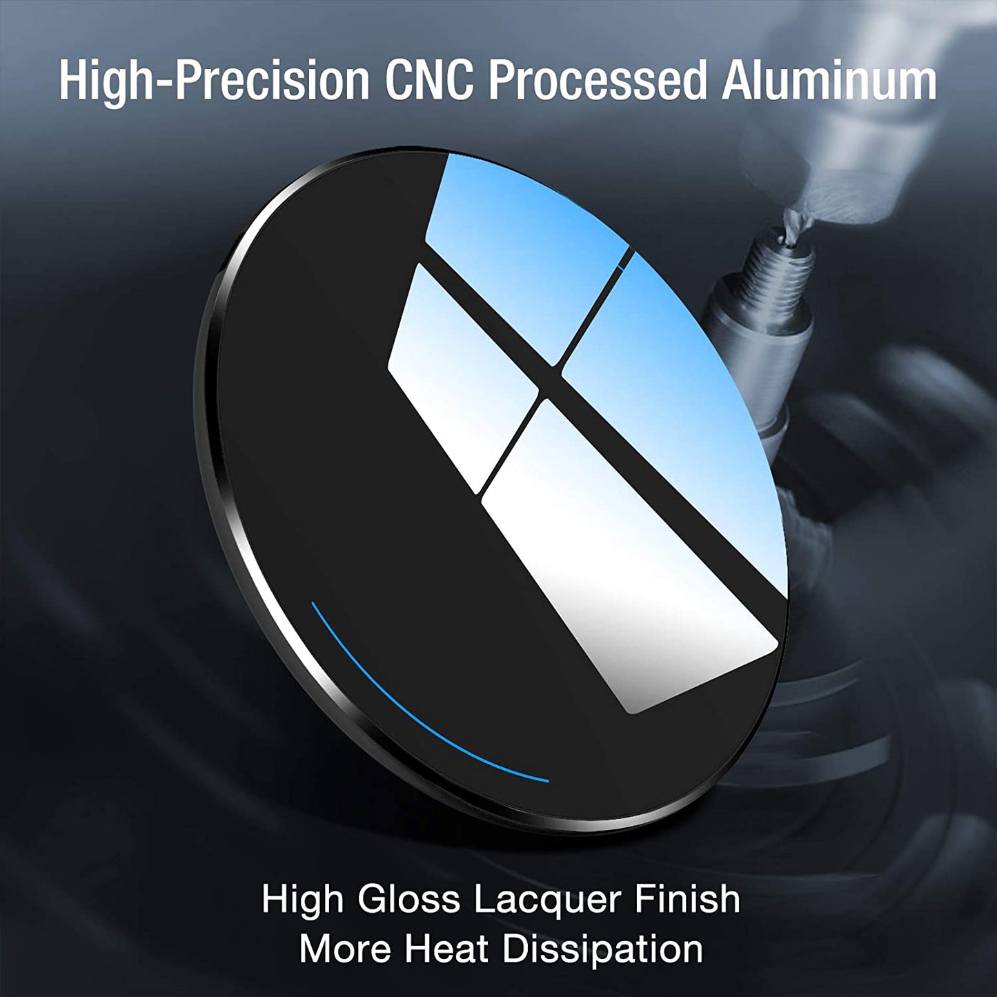 TOZO W1 Wireless Charger 10W Thin Aviation Aluminum Computer Numerical Control Technology Fast Charging Pad Black (NO AC Adapter)  TOZO   