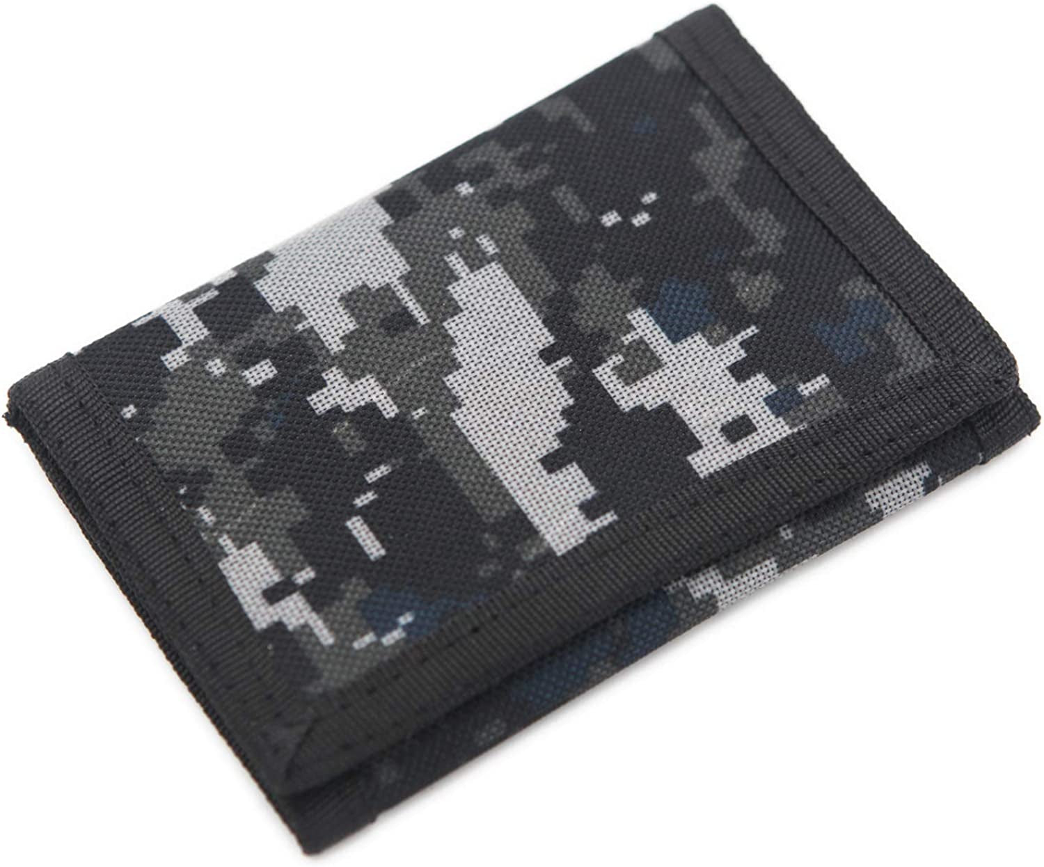 AI-DEE RFID Trifold Canvas Outdoor Sports Wallet for Kids - Front Pocket Wallet with Magic Sticker  AI-DEE Digital Gray  