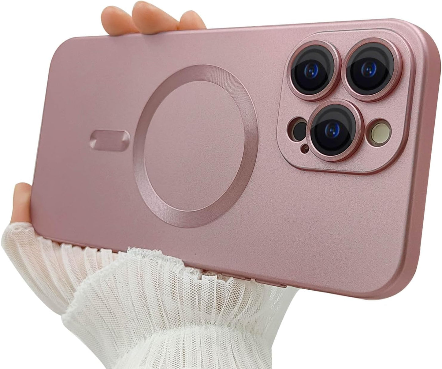 Womdakon Magnetic Case for Iphone 12 Pro Max Phone Case for Women, [Adaptation with Magsafe] Matte Luxury Soft Metallic Luster Design for Iphone 12 Pro Max 6.7'' with Camera Protector-Green  Womdakon Pink  