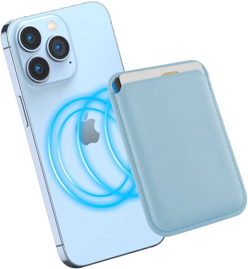 Magnetic Card Wallet Holder with Magsafe for Iphone 14 Pro Max/14 Plus/14 Pro/14, for Iphone 13 Pro Max/13 Pro/13/13 Mini, for Iphone 12/12 Pro/12 Max/12 Mini,Midnight  TWZKG BabyBlue  