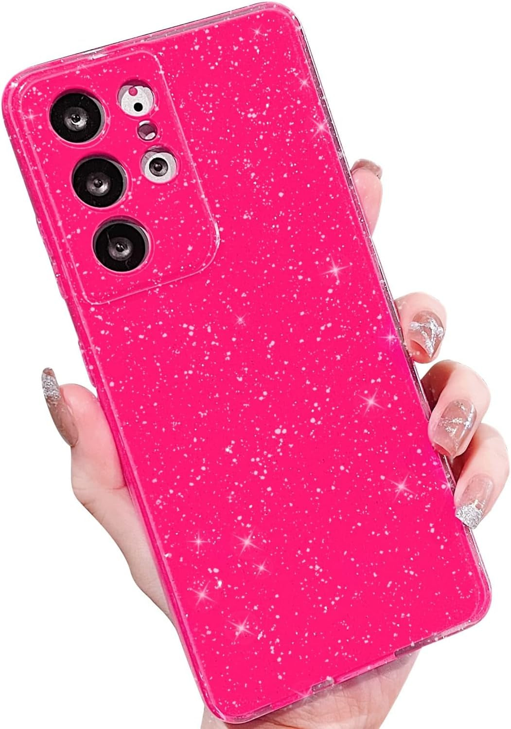 MINSCOSE Compatible with Samsung Galaxy S21 plus 5G Case,Cute Bling Glitter Thin Slim Shockproof TPU Sparkly Cover for Women Girl for Galaxy S21 plus 6.7 Inch-Mint Green  MINSCOSE Hot Pink S21 Ultra 