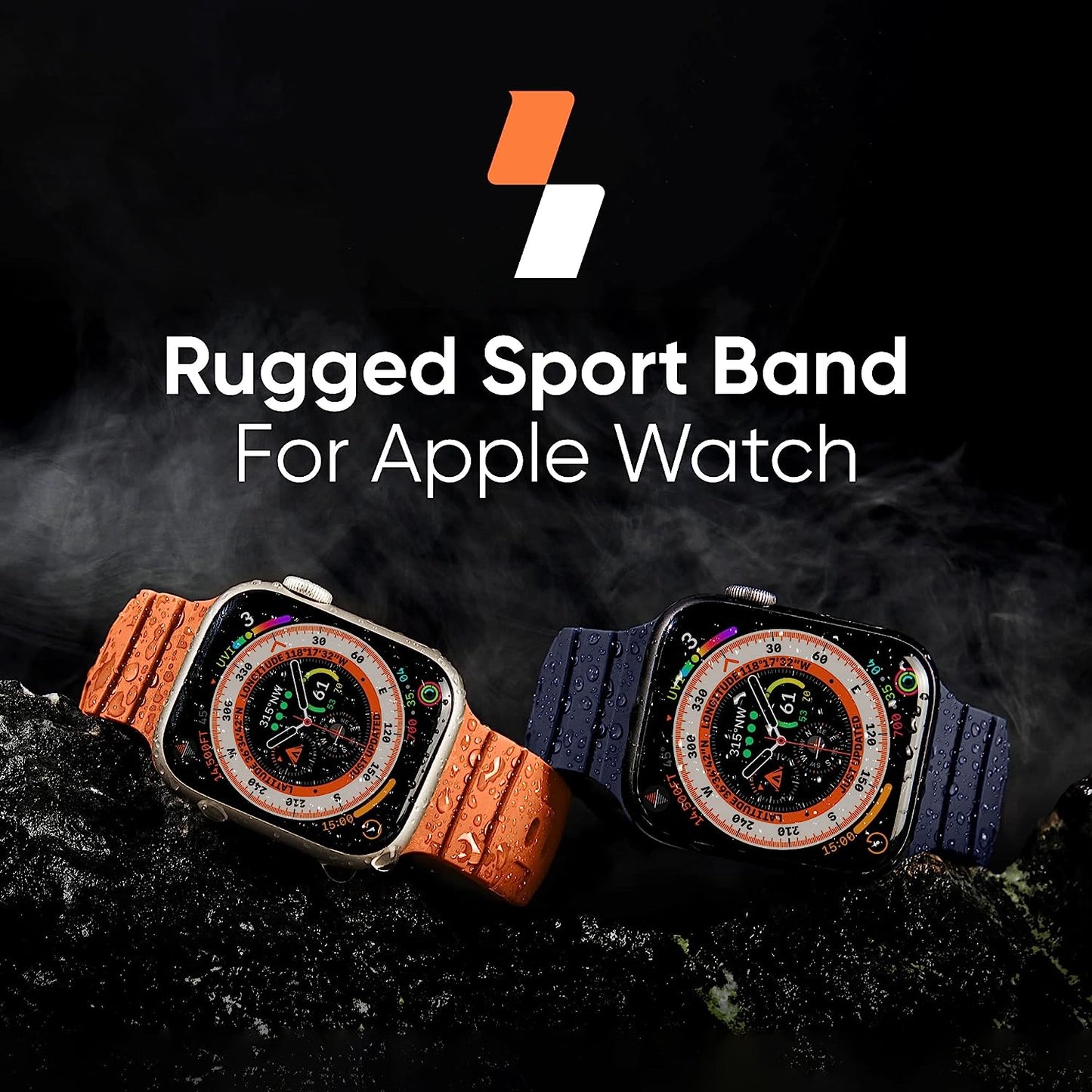 Sport Bands Compatible with Apple Watch Ultra Band 49Mm 45Mm 44Mm 42Mm for Men, Waterproof Silicone Wristbands Replacement Strap for Iwatch Series 8 7 6 5 SE Ultra, 2 Packs  Suitisbest   