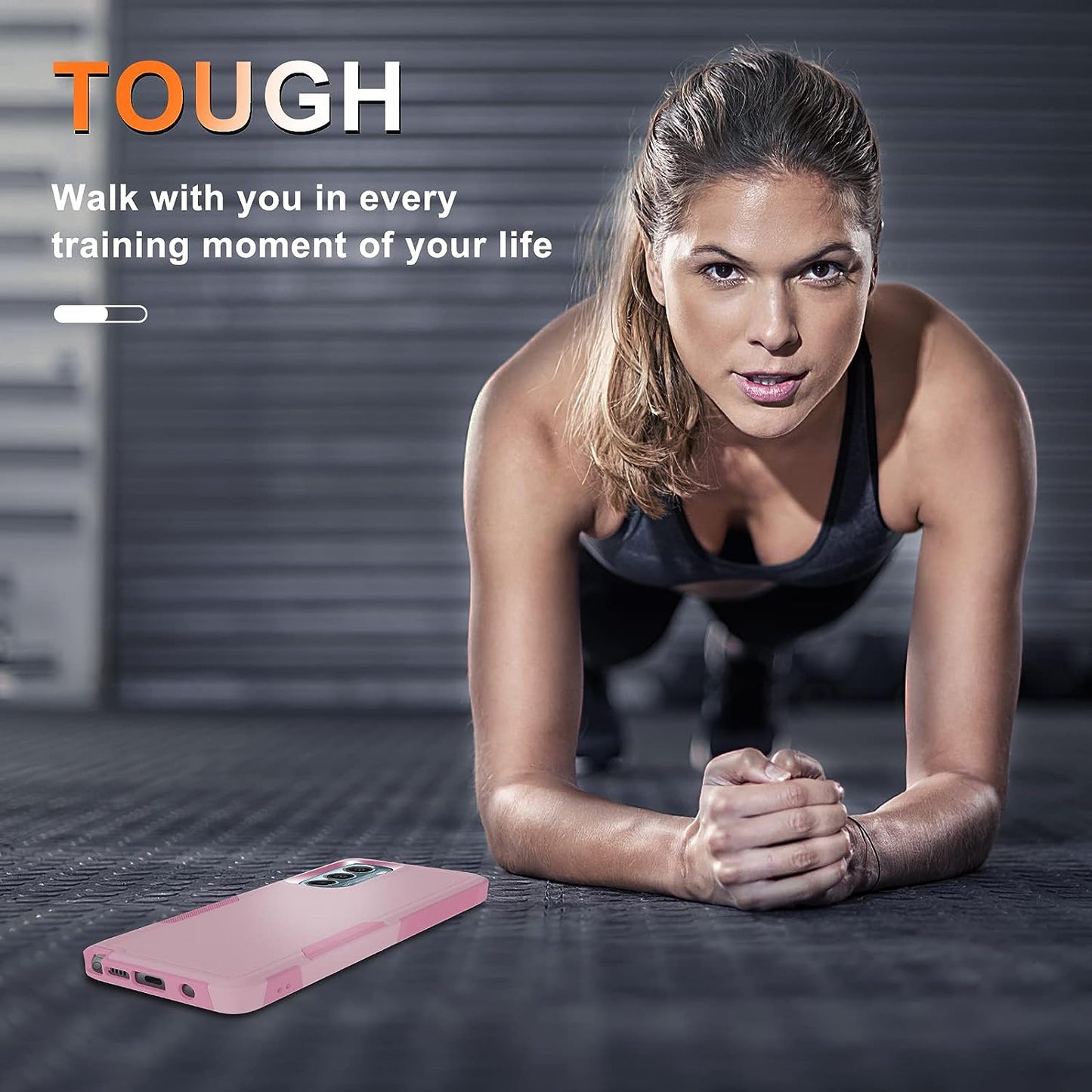 Motorola Moto G Stylus 5G 2022 Case with Tempered Glass Screen Protector,Heavy Duty Rugged Shockproof Full Body Protective Phone Cover,Cute Pink  RMOCR   