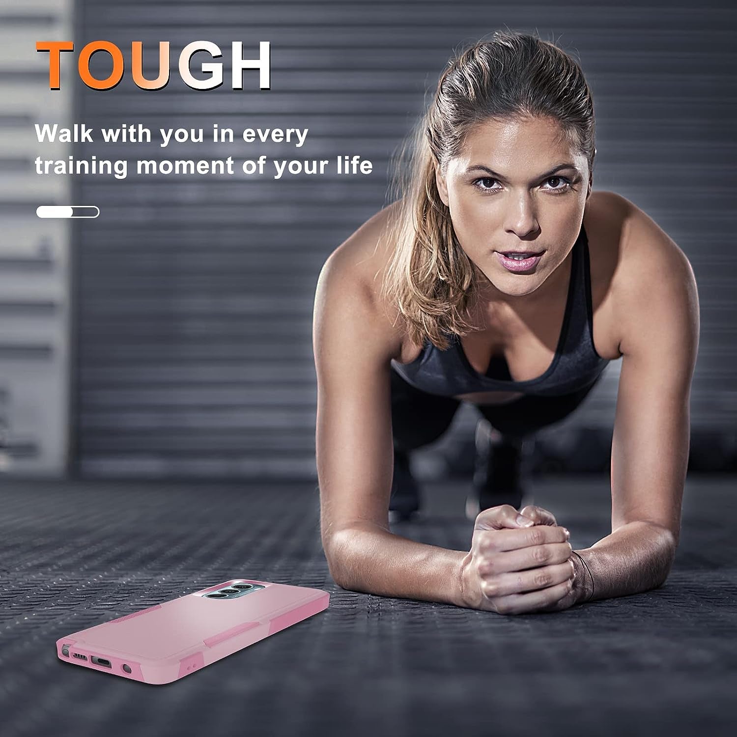 Motorola Moto G Stylus 5G 2022 Case with Tempered Glass Screen Protector,Heavy Duty Rugged Shockproof Full Body Protective Phone Cover,Cute Pink  RMOCR   