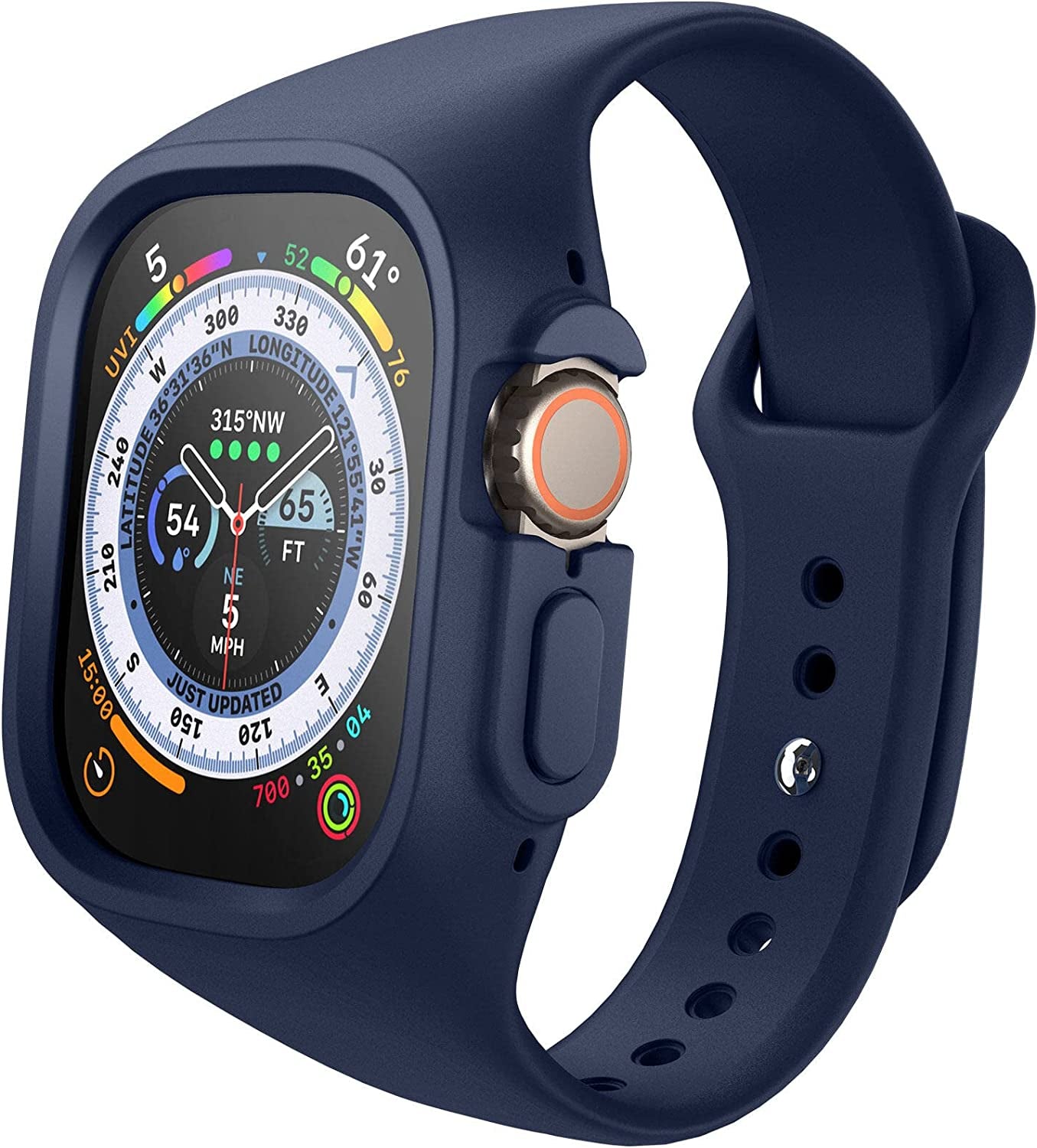 SURITCH Band Compatible with Apple Watch Ultra 49Mm, Soft Silicone Bumper Protective Case with Strap Bands for Apple Watch Ultra Band Men Women  SURITCH Blue  