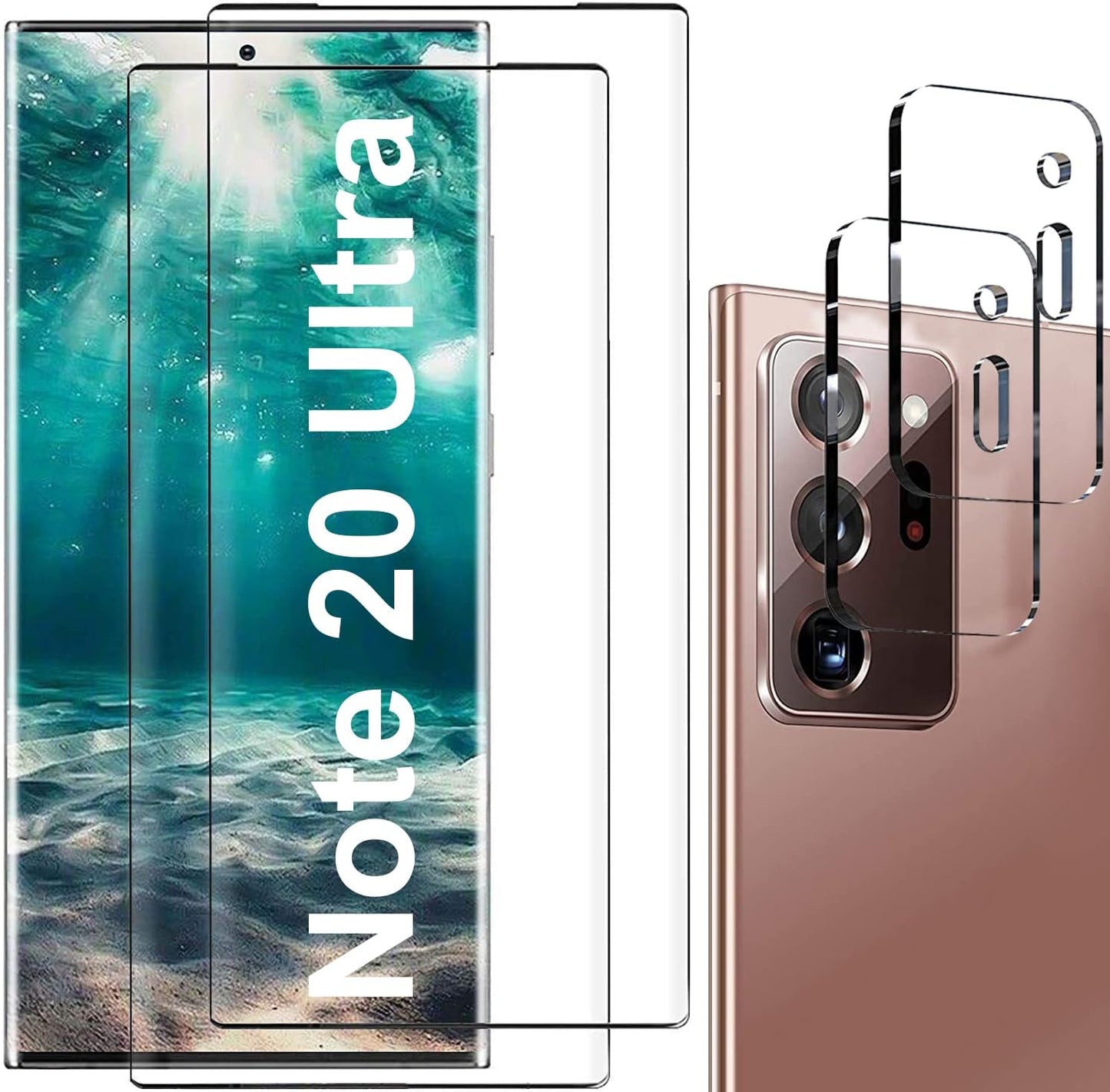 [2+2 Pack] Screen Protector for Samsung Galaxy Note 20 Ultra/Note 20 Ultra 5G,9H Tempered Glass,Ultrasonic Fingerprint Compatible,3D Curved,Hd Clear,Bubble-Free for Galaxy Note 20 Ultra Glass Protector  Samcorn Note 20 Ultra -B1  