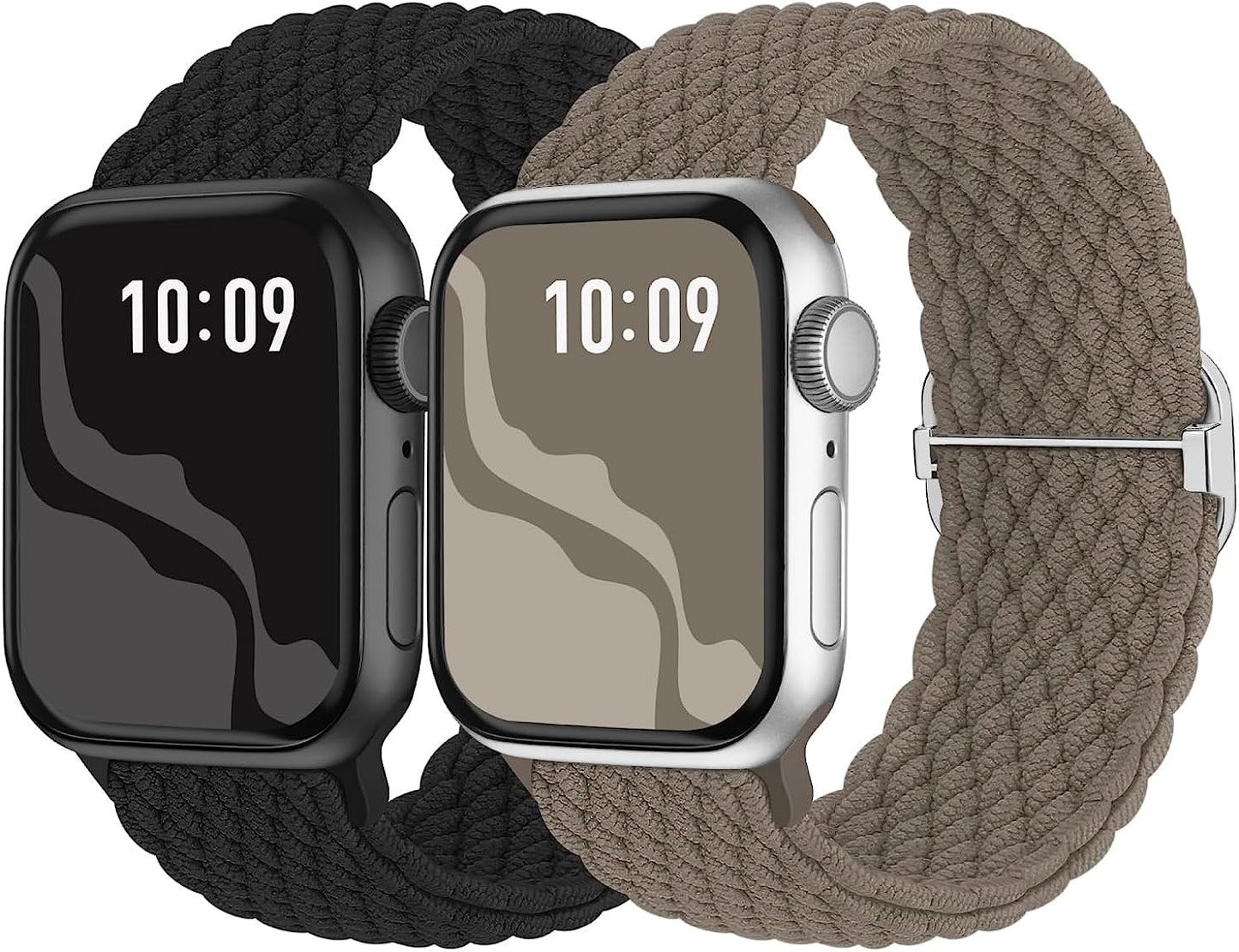 Braided Solo Loop Compatible with Apple Watch Band 38Mm 40Mm 41Mm 42Mm 44Mm 45Mm 49Mm, Stretchy Sport Bands Women Men Elastic Nylon Wristband for Iwatch Series 8 7 6 SE 5 4 3 2 1 Ultra  Suitisbest Black/Taupe 38mm/40mm/41mm 