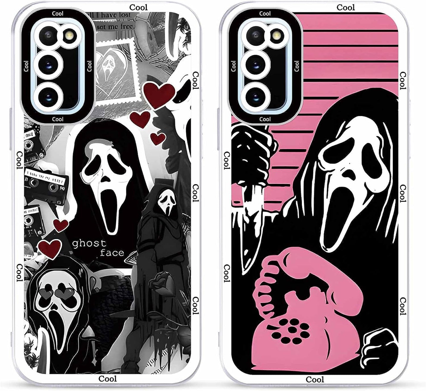 2 × Phone Case for Samsung Galaxy S20/S11E Case Clear 6.2",Scream Horror Movie Printed, Cute Skull Pattern Design Transparent Cases for Women Men Girls, Soft TPU Funda for Samsung S20/S11E,Ghost Face  DZY US   