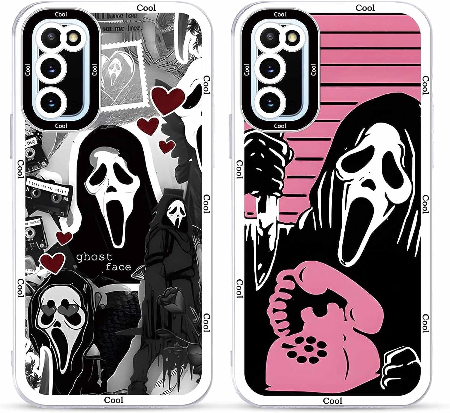 2 × Phone Case for Samsung Galaxy S20/S11E Case Clear 6.2",Scream Horror Movie Printed, Cute Skull Pattern Design Transparent Cases for Women Men Girls, Soft TPU Funda for Samsung S20/S11E,Ghost Face  DZY US   