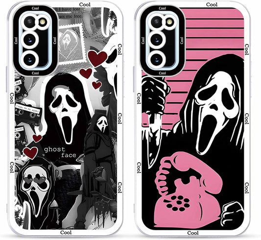 2 × Phone Case for Samsung Galaxy S20/S11E Case Clear 6.2",Scream Horror Movie Printed, Cute Skull Pattern Design Transparent Cases for Women Men Girls, Soft TPU Funda for Samsung S20/S11E,Ghost Face  DZY US   