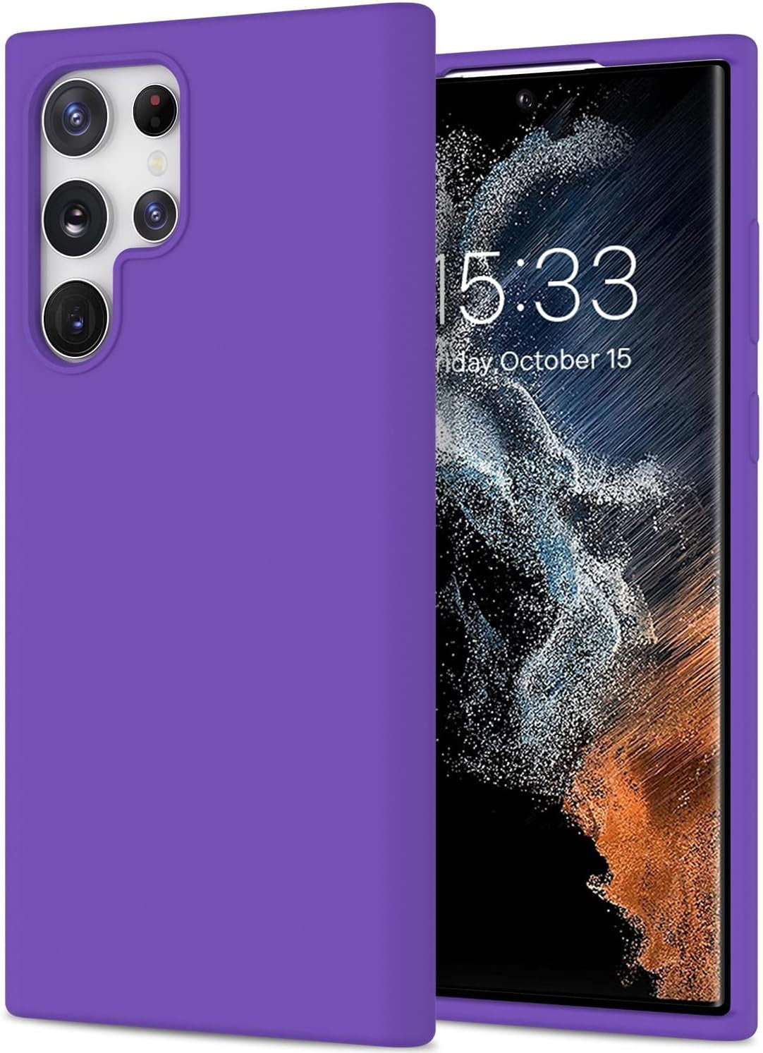 DEENAKIN for Samsung Galaxy S22 Ultra Case Silicone,Silky Smooth Flexible Gel Rubber Bumper Cover with Soft Microfiber Lining Slim Fit Protective Phone Case for Samsung Galaxy S22 Ultra Bright Yellow  DEENAKIN Dark Purple Samsung Galaxy S22 Ultra 