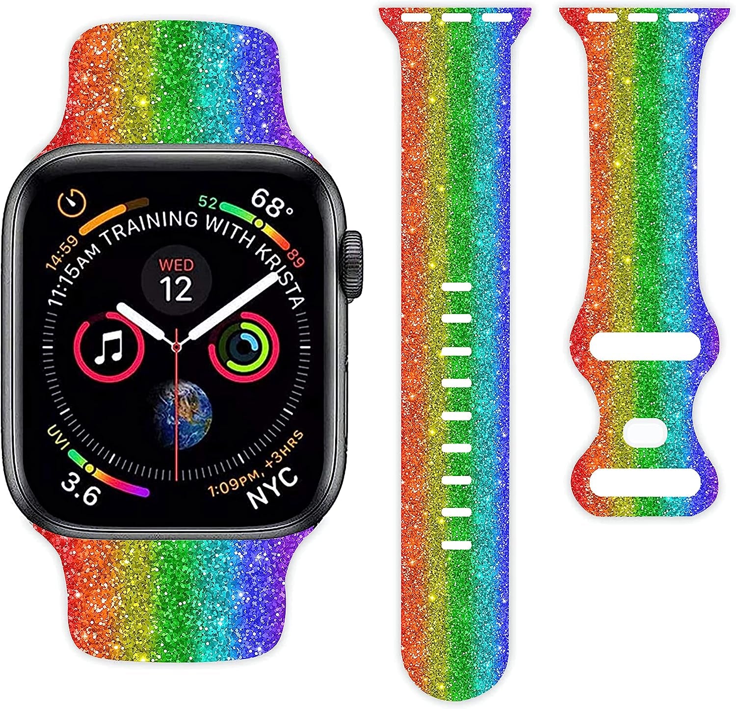 LGBT Pride Watch Band Compatible with Apple Watch 38Mm 40Mm 41Mm 42Mm 44Mm 45Mm, Soft Silicone Rainbow Sport Strap Replacement Band for Iwatch Series 7 6 5 4 3 2 1 SE…  MohuanDd   