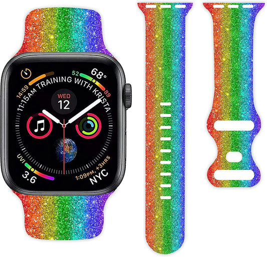 LGBT Pride Watch Band Compatible with Apple Watch 38Mm 40Mm 41Mm 42Mm 44Mm 45Mm, Soft Silicone Rainbow Sport Strap Replacement Band for Iwatch Series 7 6 5 4 3 2 1 SE…  MohuanDd   