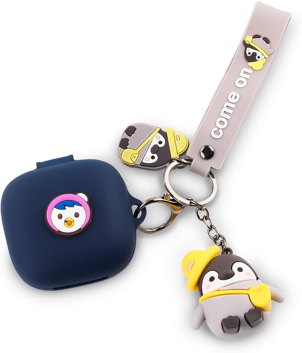 Fit Designed for Beats Fit Pro 2021 New Earbuds, Suublg Beats Fit Pro Cartoon Silicone Headphones Charging Case Cover with Cute Doll Keychain Full Body Anti-Lost Lanyard Protection  Suublg Penguin  