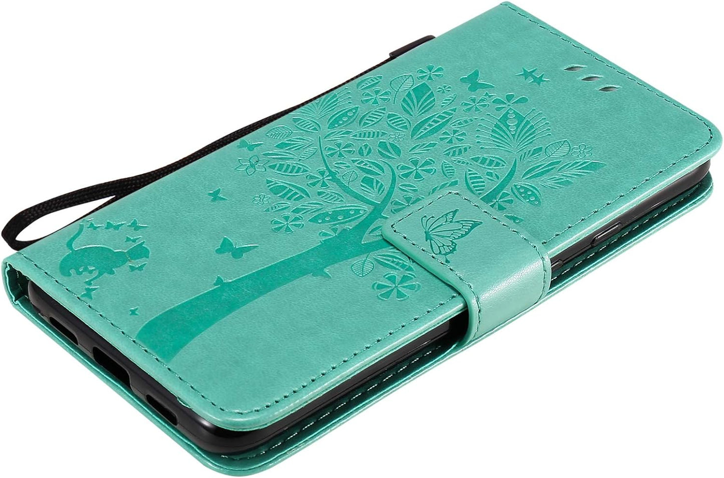LEMAXELERS Google Pixel 4A 5G Case Embossed Wishing Tree Wallet Shockproof Case Flip Premium PU Leather Magnetic Card Slots with Stand Cover for Google Pixel 4A 5G / Pixel 5 XL Wishing Tree Green KT  LEMAXELERS   