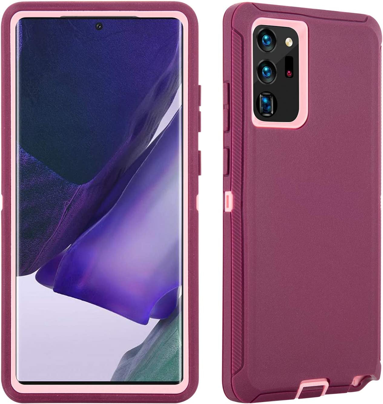 Galaxy Note 20 Case,Drop Protection Full Body Rugged Heavy Duty Case,Shockproof/Drop/Dust Proof 3-Layer Protective Durable Cover for Samsung Galaxy Note 20 (Black)  Cljlixcy Dark Purple/Pink Compatible With Galaxy Note 20 Ultra (6.9 Inch) 