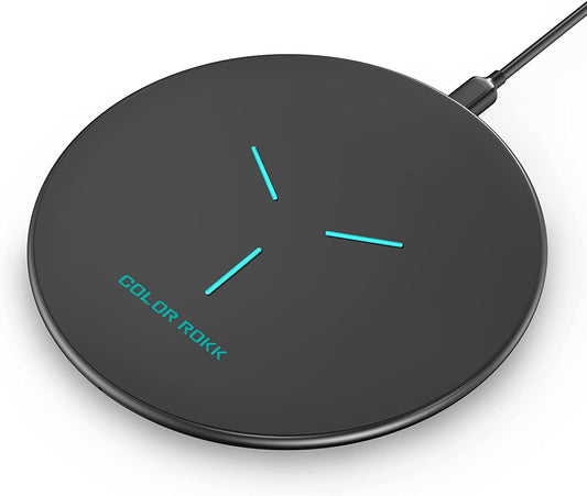 Wireless Charging Pad，15W Max Fast Wireless Charger for Google Pixel 7/6/6Pro,For Iphone 14/13 Pro/13 Mini/13 Pro Max/12/Se 2020/11,For Samsung Galaxy S22(No AC Adapter) Black  color rokk   