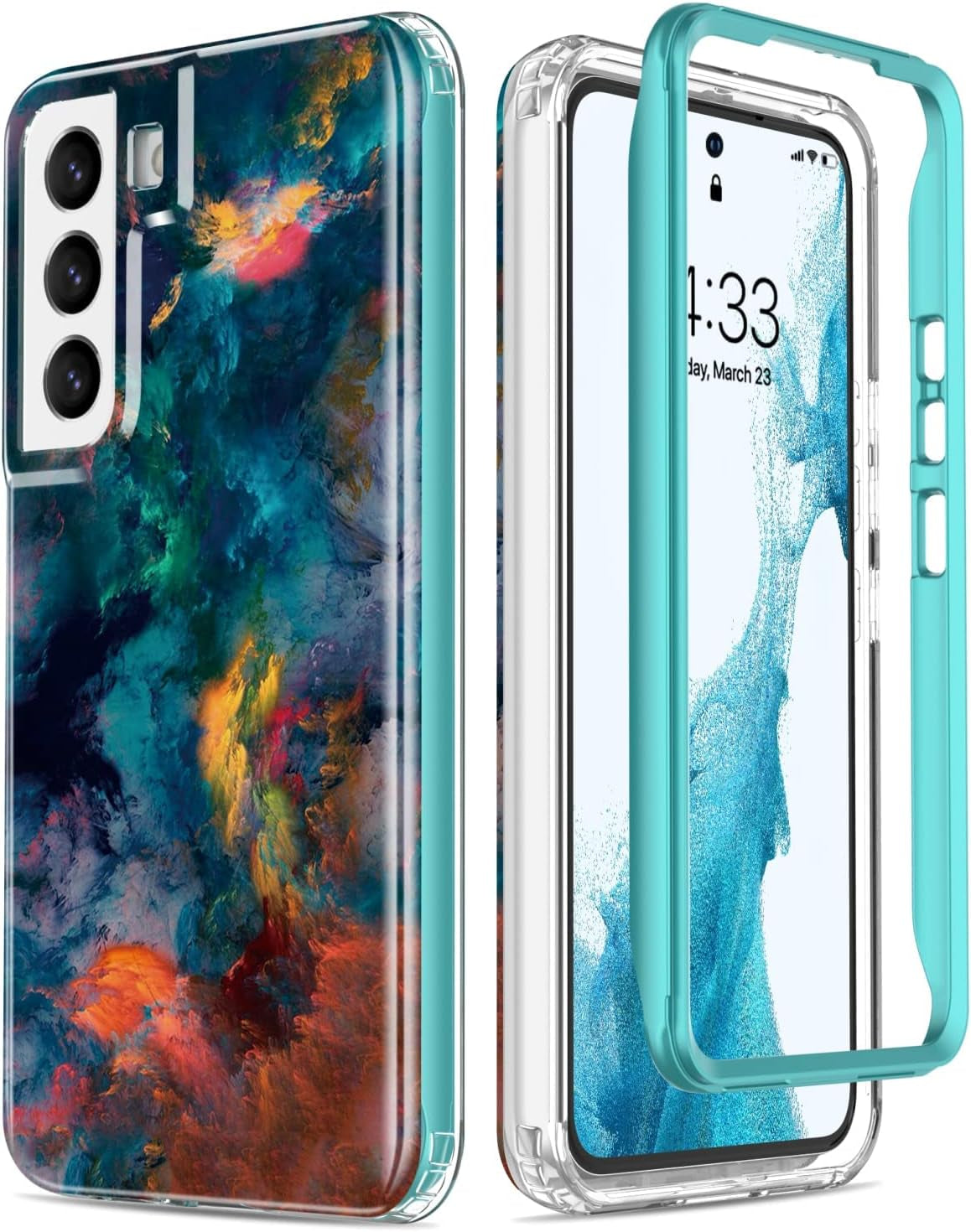 Esdot for Samsung Galaxy S22 Case,Military Grade Passing 21Ft Drop Test,Rugged Cover with Fashionable Designs for Women Girls,Protective Phone Case for Galaxy S22 6.1" Agate Stone  Esdot Colorful Painting  