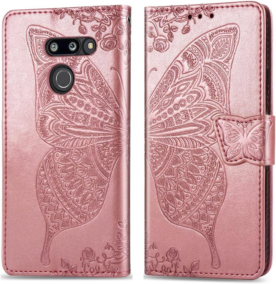 NKECXKJ LG G8 Thinq Case, Design for LG G8/G8 Thinq Case with Card Holder Stand Kickstand for Women Men Girls Boys,Lgg8/G8Thinq Wallet Cute PU Leather Flip Protective Cover 6.1 Inch-Blue  NKECXKJ Rosegold For Lg G8 
