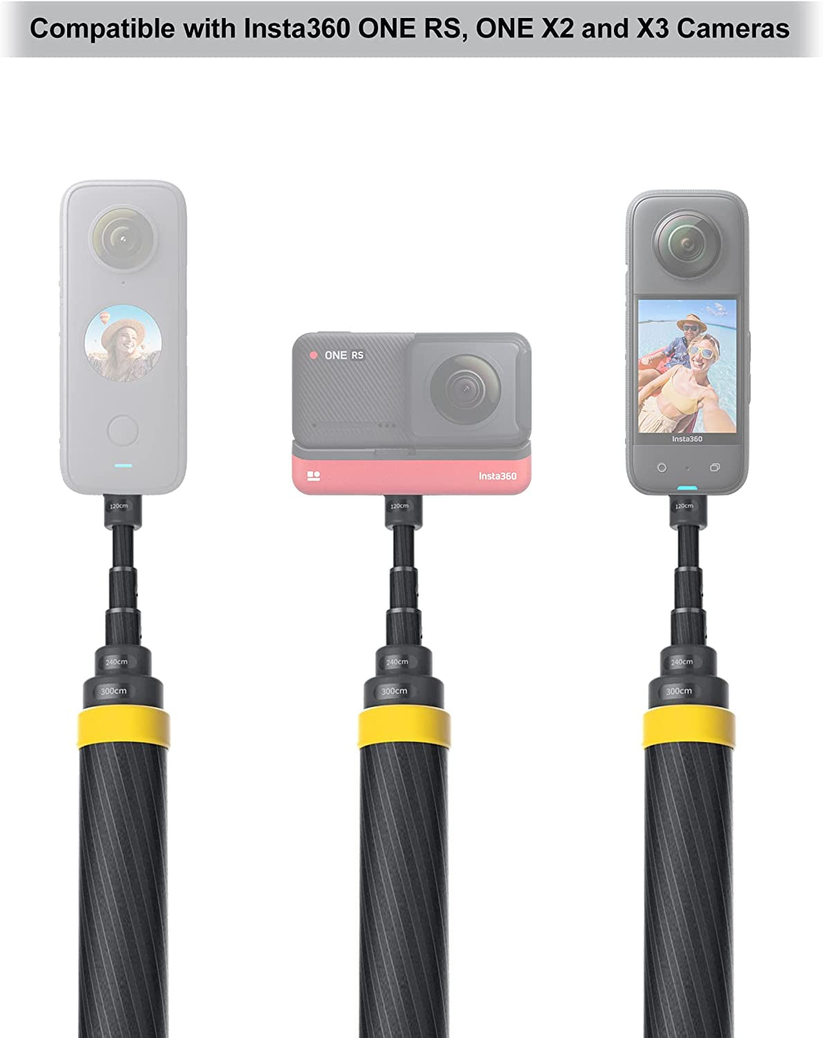 Insta360 3M 9.8Ft Extended Edition Selfie Stick for ONE X2, ONE R, ONE X, ONE Action Camera  Insta360   