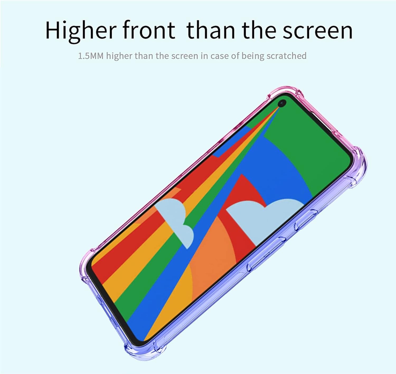 OEURVQO for Pixel 4A 5G Case Pixel 5 XL Case Clear Cute Gradient Colorful Slim Soft TPU Shockproof Bumper Anti-Scratch Protective Phone Cover for Google Pixel 4A 5G (Blue/Pink)  OEURVQO   