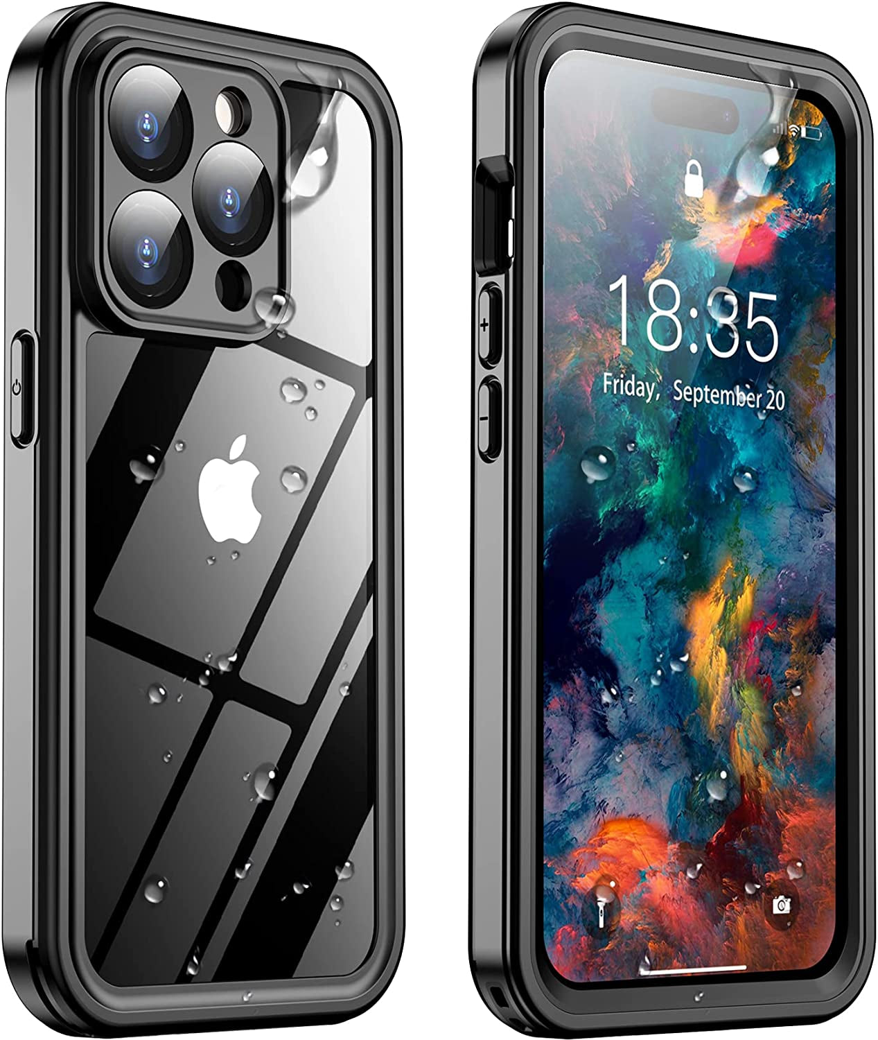 Temdan Magnetic for Iphone 14 Case,[Not Yellowing] with 2 Pack [Glass Screen Protector + Lens Protector] Military Drop Protection Shockproof Slim Iphone 14 Phone Case 6.1"/Clear  Temdan Black iPhone 14 Pro 6.1 