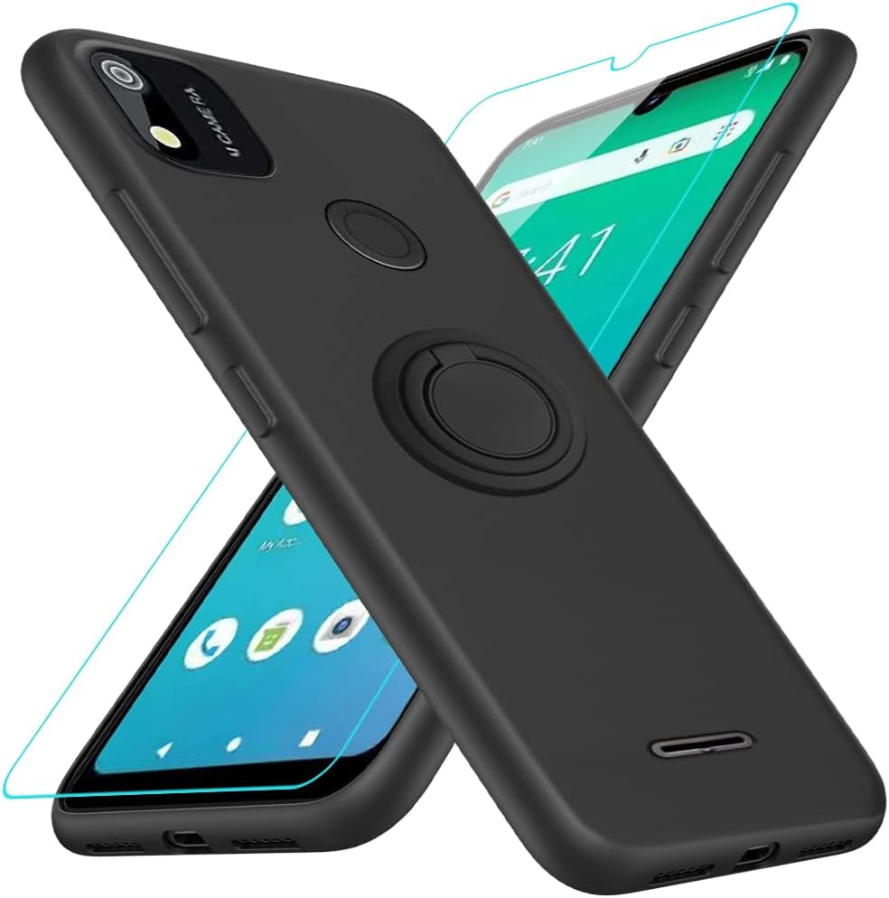 For Motorola Moto G 5G 2023 Phone Case with Glass Screen Protector, 360° Rotatable Ring Holder Magnetic Kickstand/Stand Silicone TPU Shockproof Protective Cover Case for Motorola Moto G 5G - Black  Nijiadi Sense Tw102 Black  