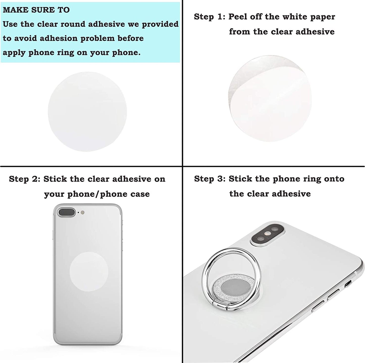 Lenoup Glitter Bling Bling Phone Ring Holder,Sparkle Phone Ring Kickstand, Cell Phone Finger Ring Grip for Almost All Phones/Pad(Silver)  lenoup   