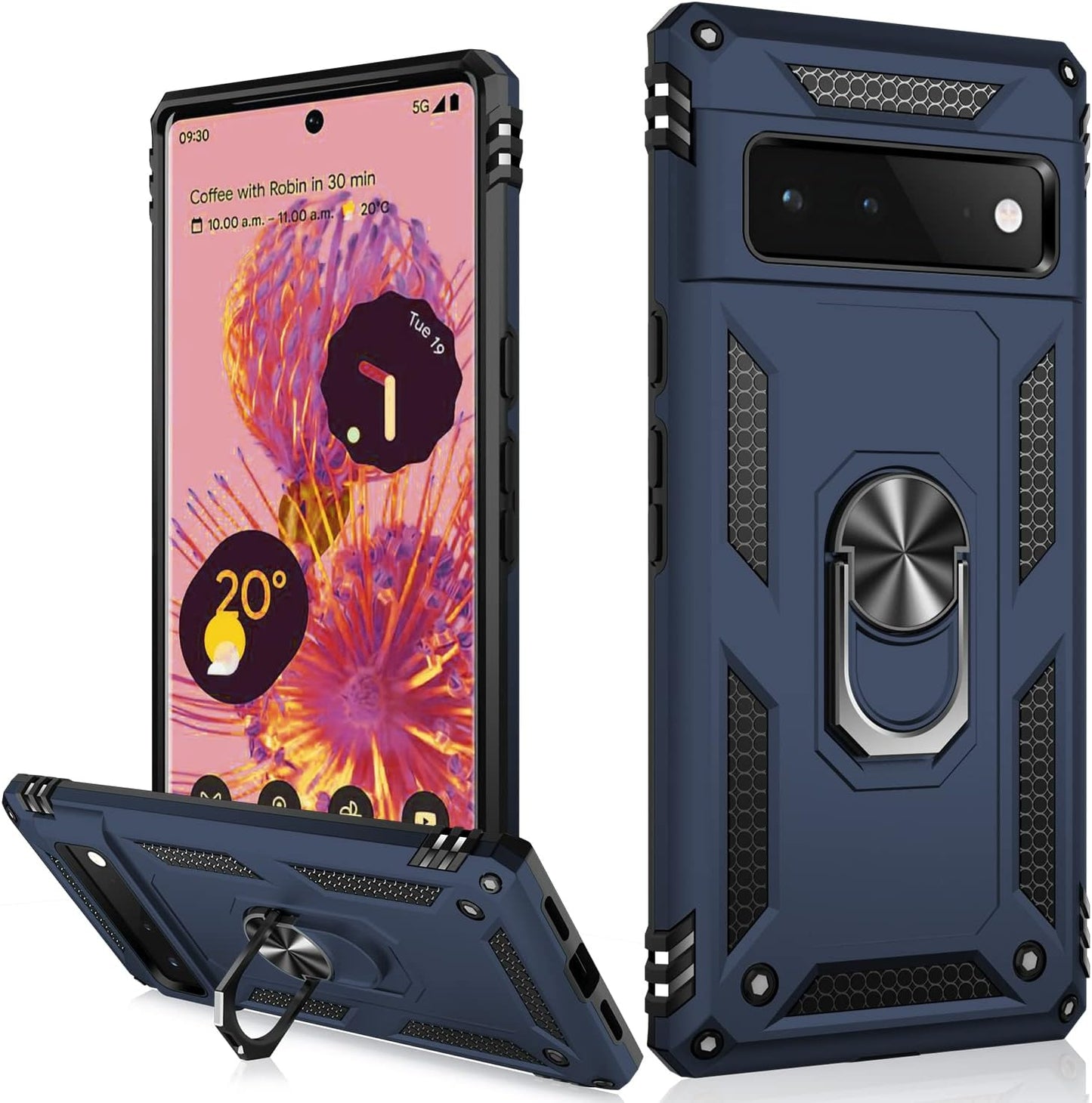 IKAZZ Suitable for Google Pixel 6 Case,Military Grade Shockproof Heavy Duty Protective Phone Case Pass 16Ft Drop Test with Magnetic Kickstand Car Mount Holder for Google Pixel 6 Blue  IKAZZ Blue Google Pixel 6 Pro 6.7" 