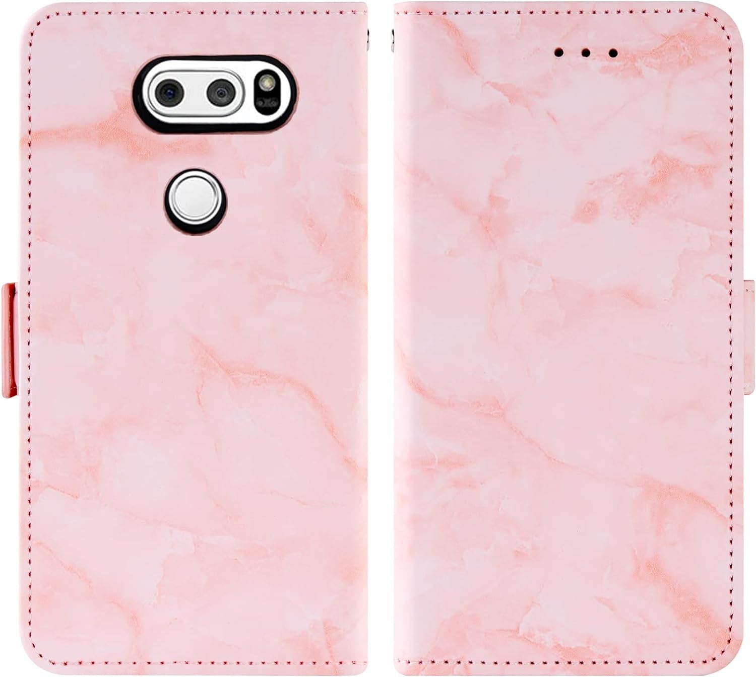 Asuwish Compatible with LG V35 Thinq V30 plus Case and Tempered Glass Screen Protector Cell Card Holder Slot Kickstand Marble Wallet Phone Cover for LGV30 LGV35 LG30 LG35 V 30 35 V30+ V30S H931 Pink  Asuwish   