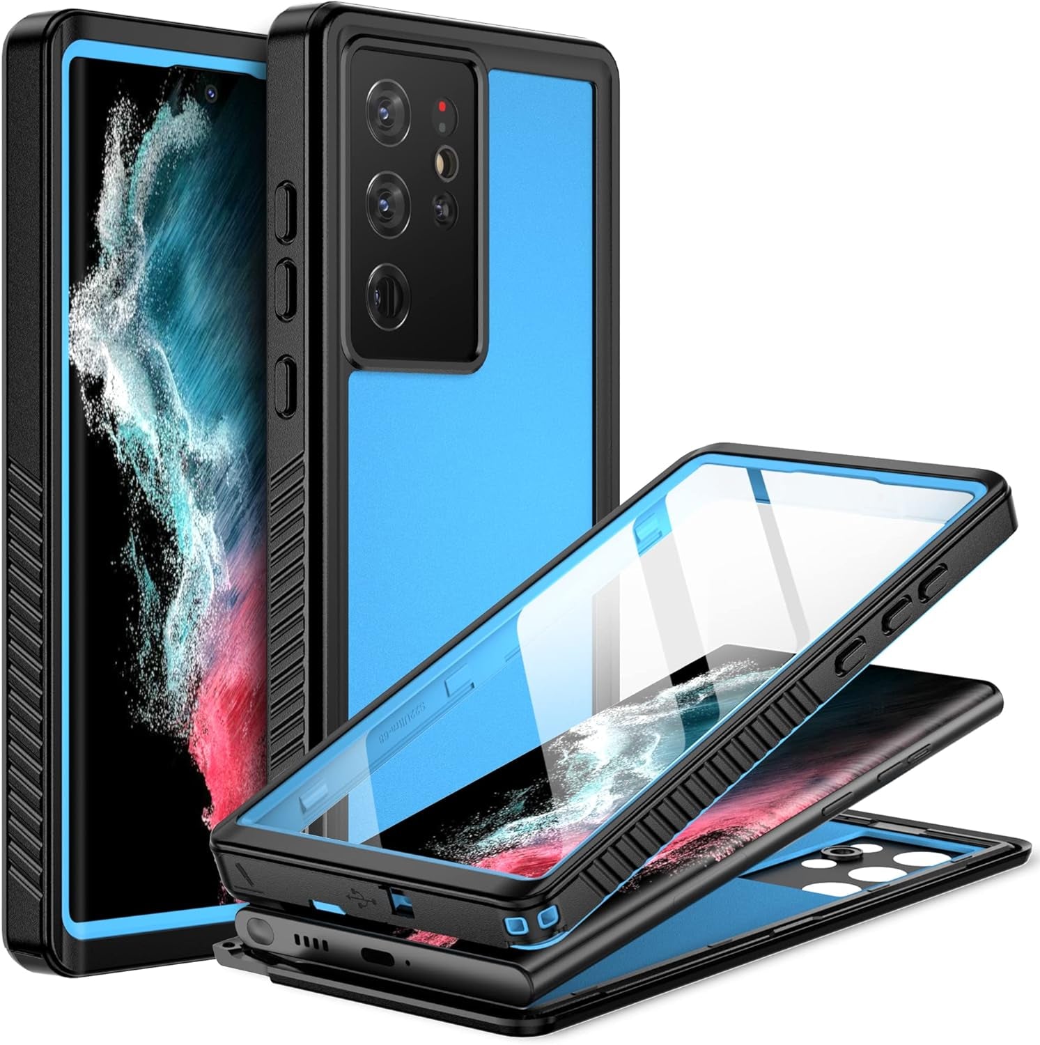 BEASTEK for Samsung Galaxy S22 Waterproof Case, FSN Series, Shockproof Underwater IP68 Case with Built-In Screen Protector Full Body Protective Cover, for Galaxy S22 6.1 Inch (Black)  BEASTEK Blue Galaxy S22 Ultra 