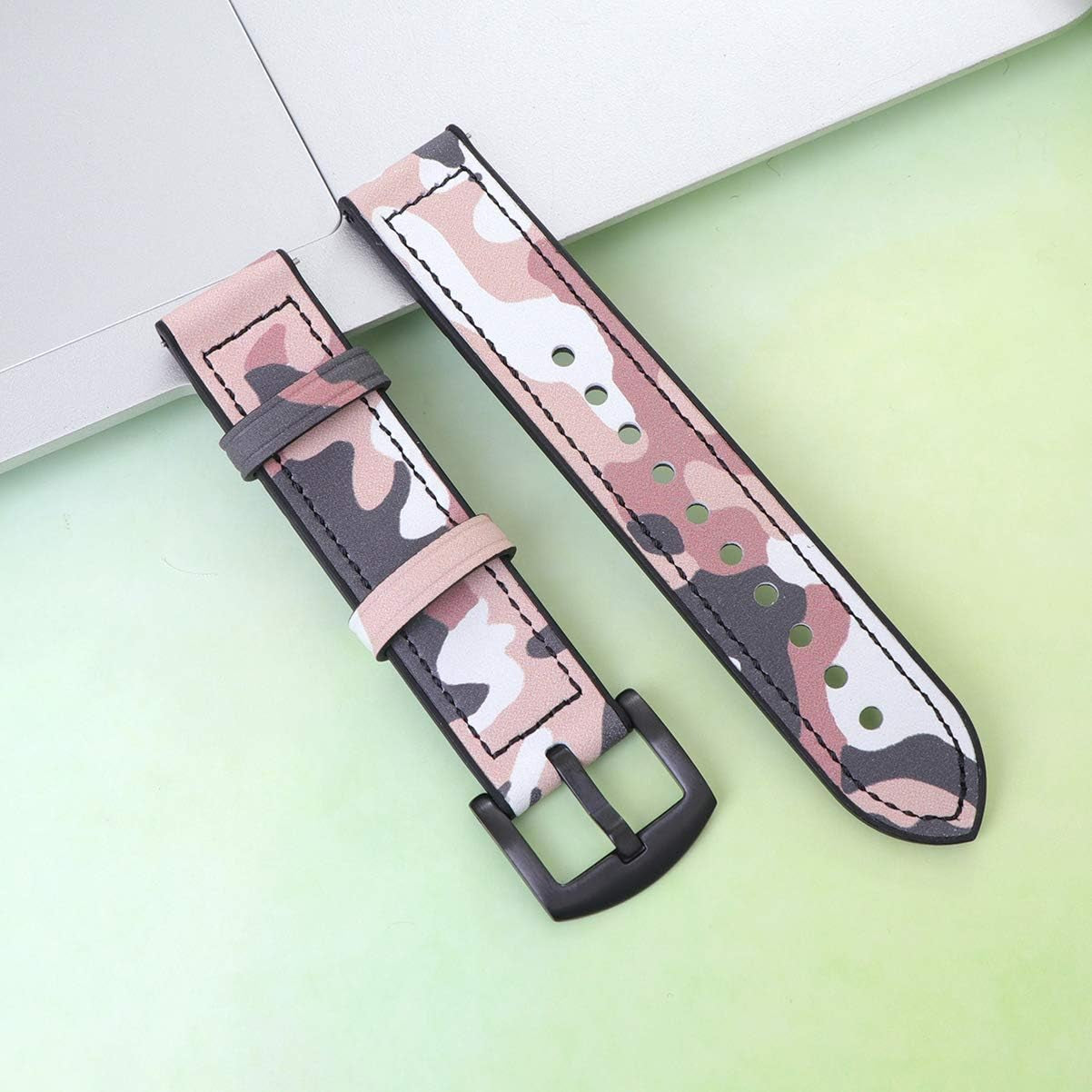 NICERIO Watch Bands Compatible for Samsung Galaxy Watch Band - 20Mm 42Mm Camo Camouflage Replacement Bands Genuine Leather Replacement Watch Strap for Galaxy for Women Men Smartwatch Bands  NICERIO   