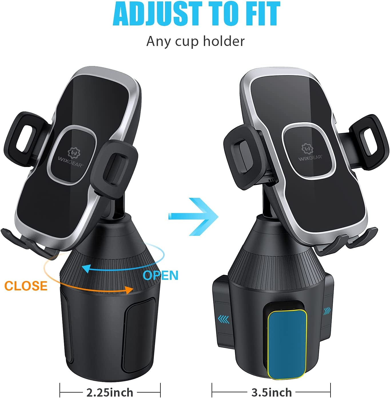 Wixgear Cup Phone Holder for Car, Car Cup Holder Phone Mount Adjustable Automobile Cup Holder Smart Phone Cradle Car Mount  WizGear   