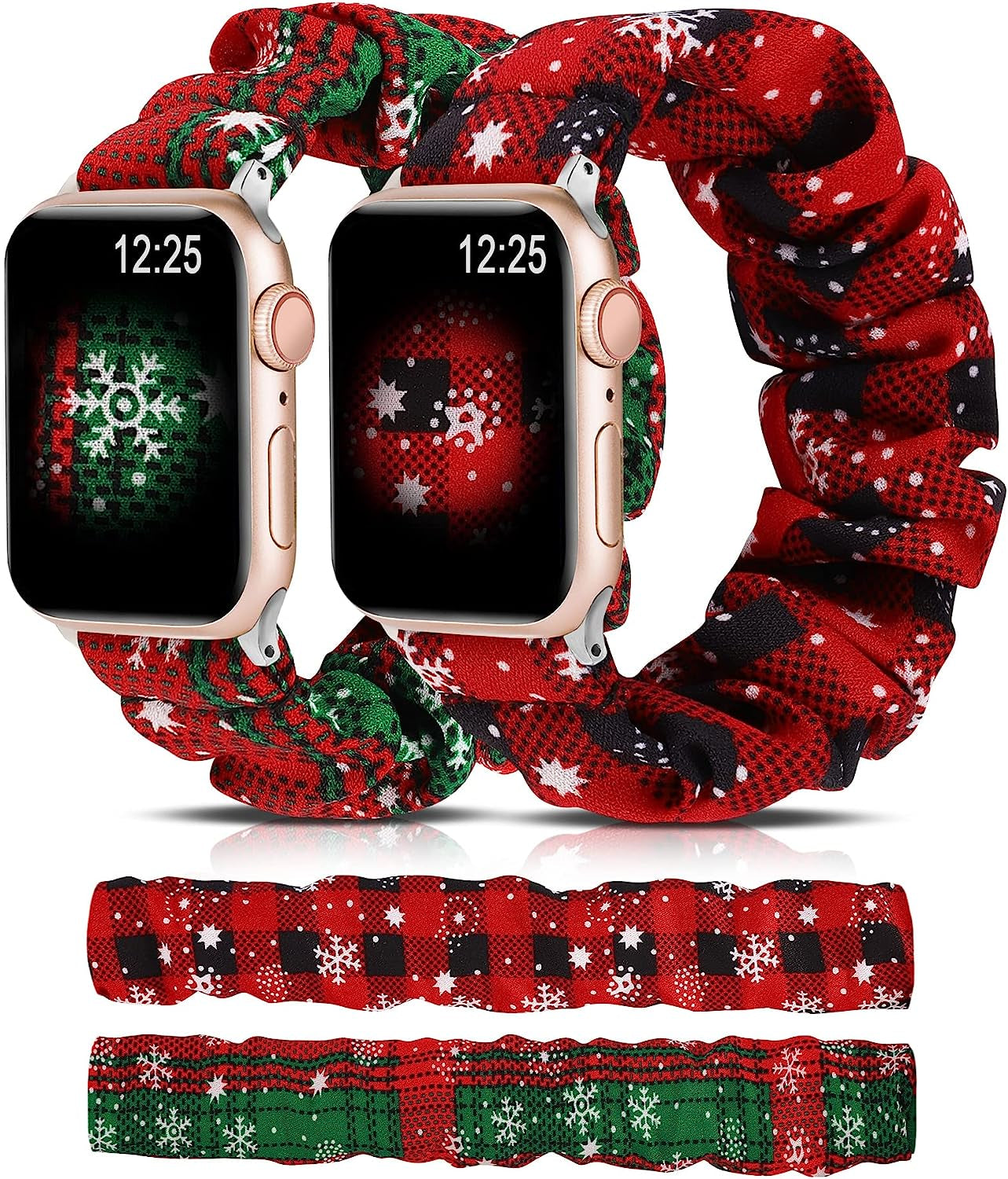 TOYOUTHS 2 Packs Scrunchie Elastic Watch Bands Compatible with Apple Watch Bands 44Mm 42Mm 40Mm 38Mm 41Mm 45Mm for Women Stretchy Bands Bracelet Replacement Bands for Iwatch Series 8/7/6/5/4/3/2/1/SE  TOYOUTHS Christmas Red/Christmas Green 38MM/40MM/41MM-S 