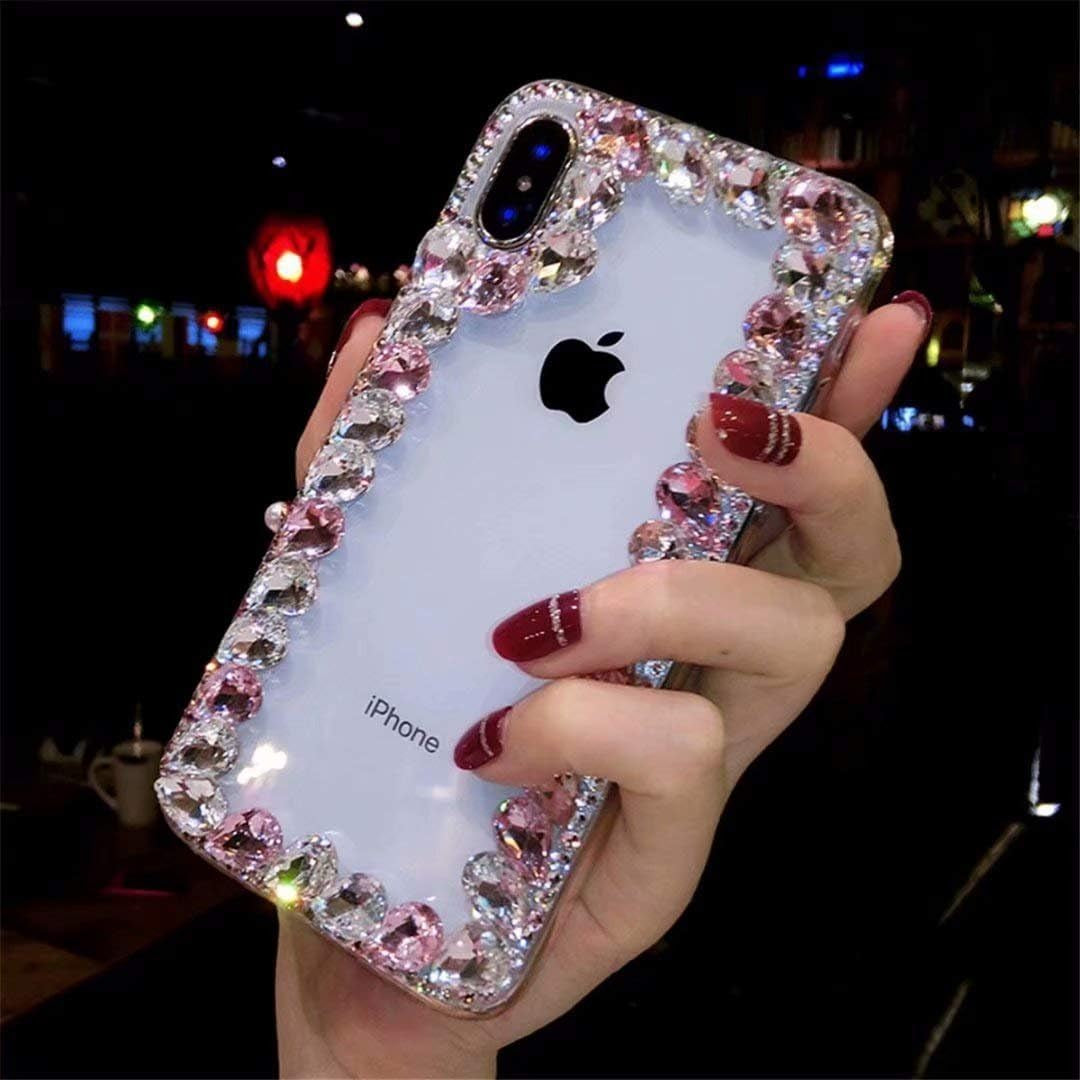 HTC Bolt Case, HTC 10 EVO Full Crystal Diamond Case, 3D Handmade Finger Buckle Luxury Fur Ball Sparkle Crystal Rhinestone Diamond Glitter Bling TPU Case for HTC Bolt (Angel/Red)  YuXia Border / Pink  