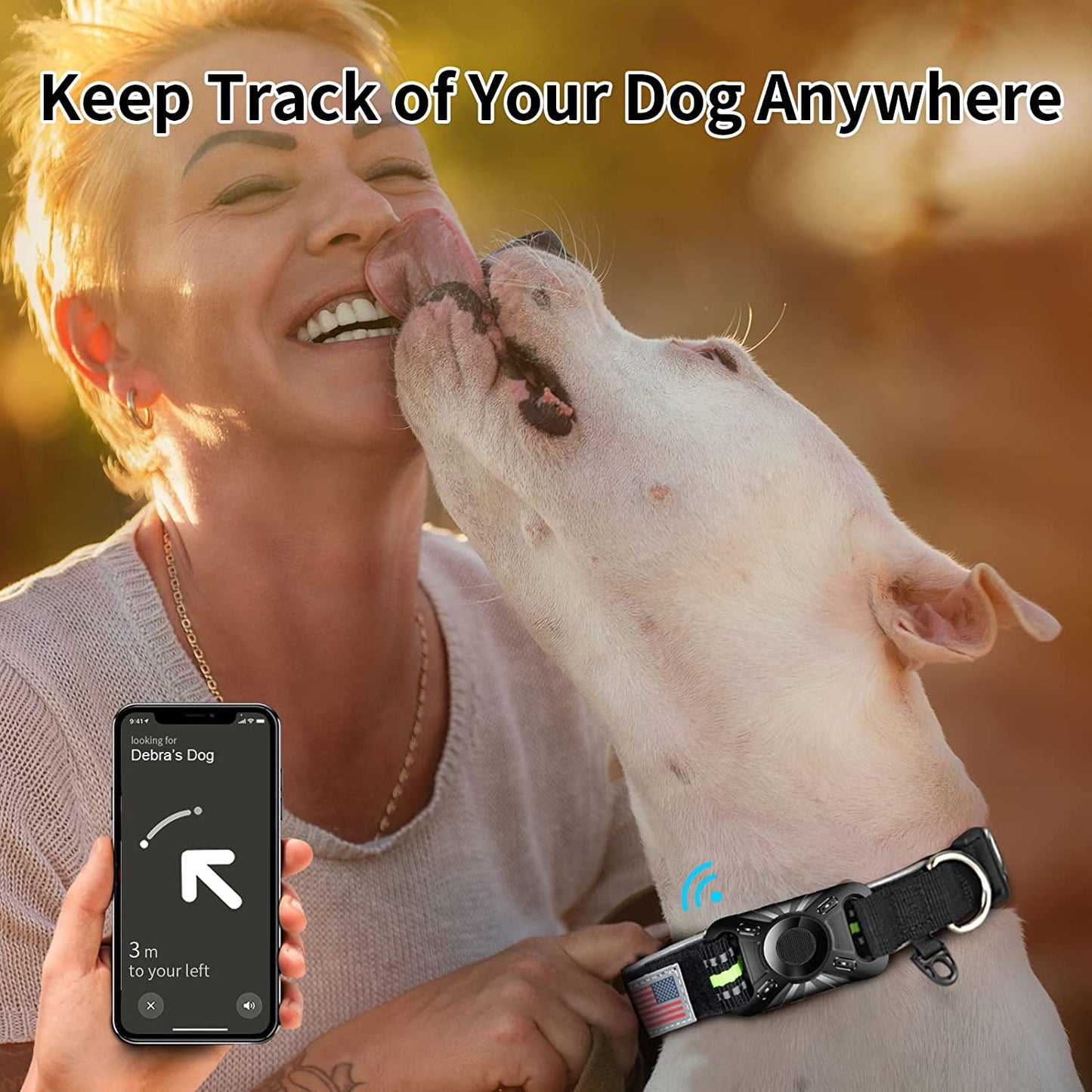 Reflective Airtag Dog Collar with Holder Case, Padded Breathable Dog Collar with Protective Waterproof Airtag Holder Case, Adjustable Nylon Pet Collar GPS Dog Collar for Medium and Large Dogs  Yootte   