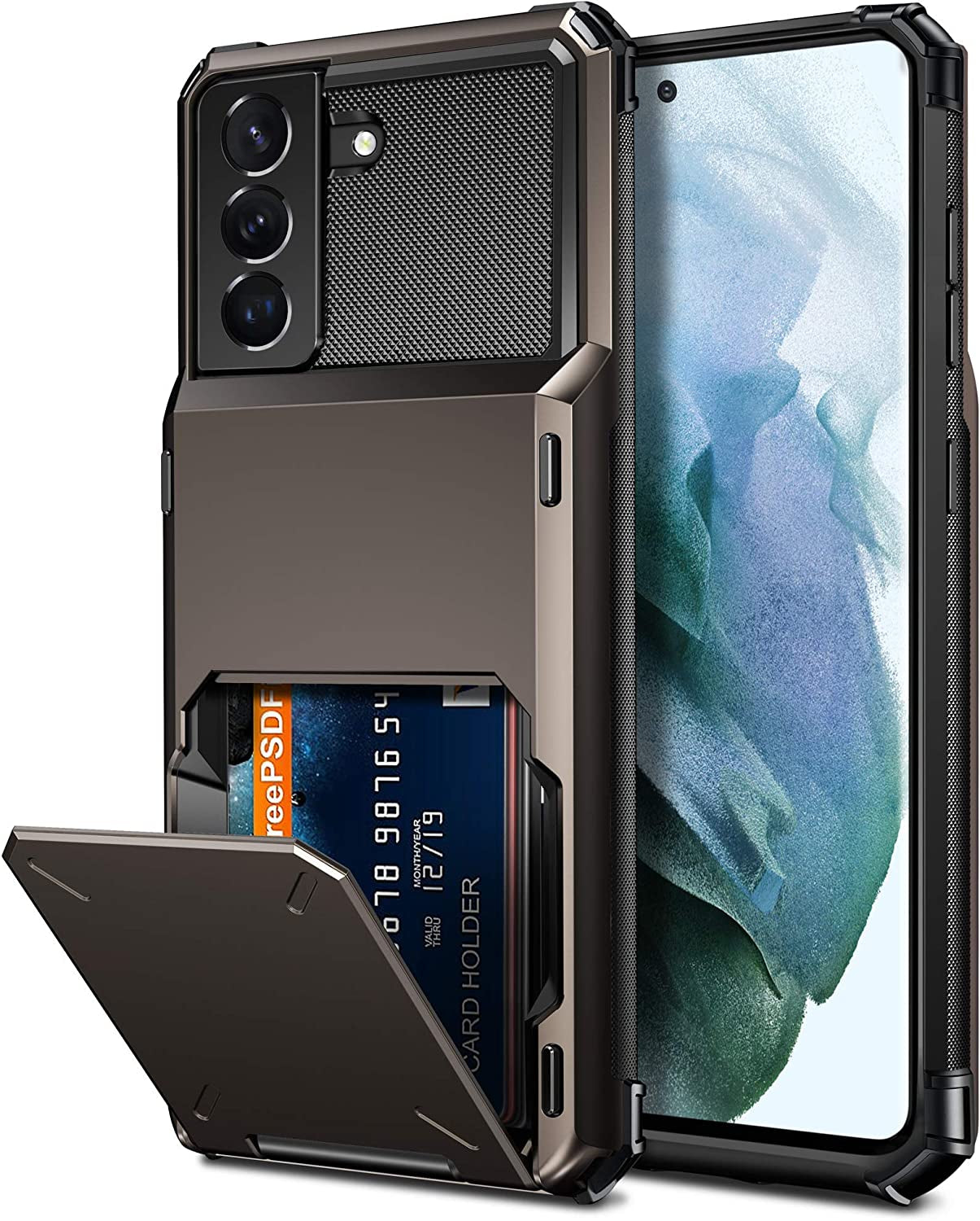 Vofolen for Galaxy S21 plus Case Wallet Credit Card Holder 4-Card Flip Cover ID Slot Back Hidden Pocket Dual Layer Protective Hybrid Hard Shell Bumper Armor Case for Samsung S21+ S21 plus 6.7 Purple  Vofolen Gun Metal  