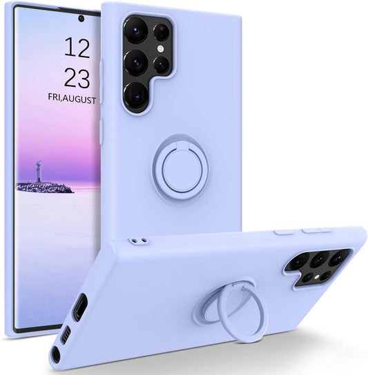 BENTOBEN Galaxy S22 Ultra Case, Slim Silicone 360° Ring Holder Kickstand Magnetic Soft Rubber Non-Slip Shockproof Ptotective Case for Galaxy S22 Ultra 6.8 Inch, Light Purple  BENTOBEN   