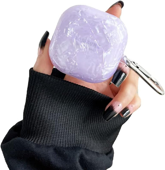 HENJI Case for Samsung Galaxy Buds 2 Case (2021) / Galaxy Buds Pro Case (2021) / Galaxy Buds Live Case (2020), Full Protective Pearl Shell Cover with Keychain for Women Girl (Purple)  HENJI   